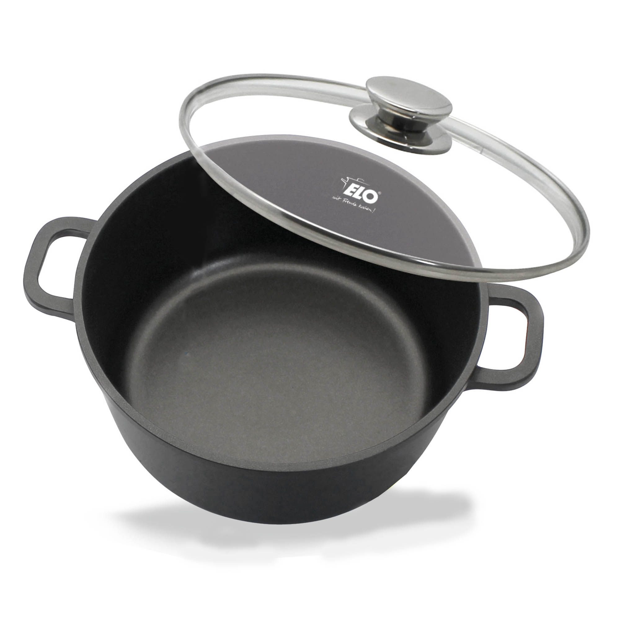 ELO Aluguss Kochtopf ALUCAST 16 cm mit Glasdeckel Antihaftversiegelung PFAS-frei