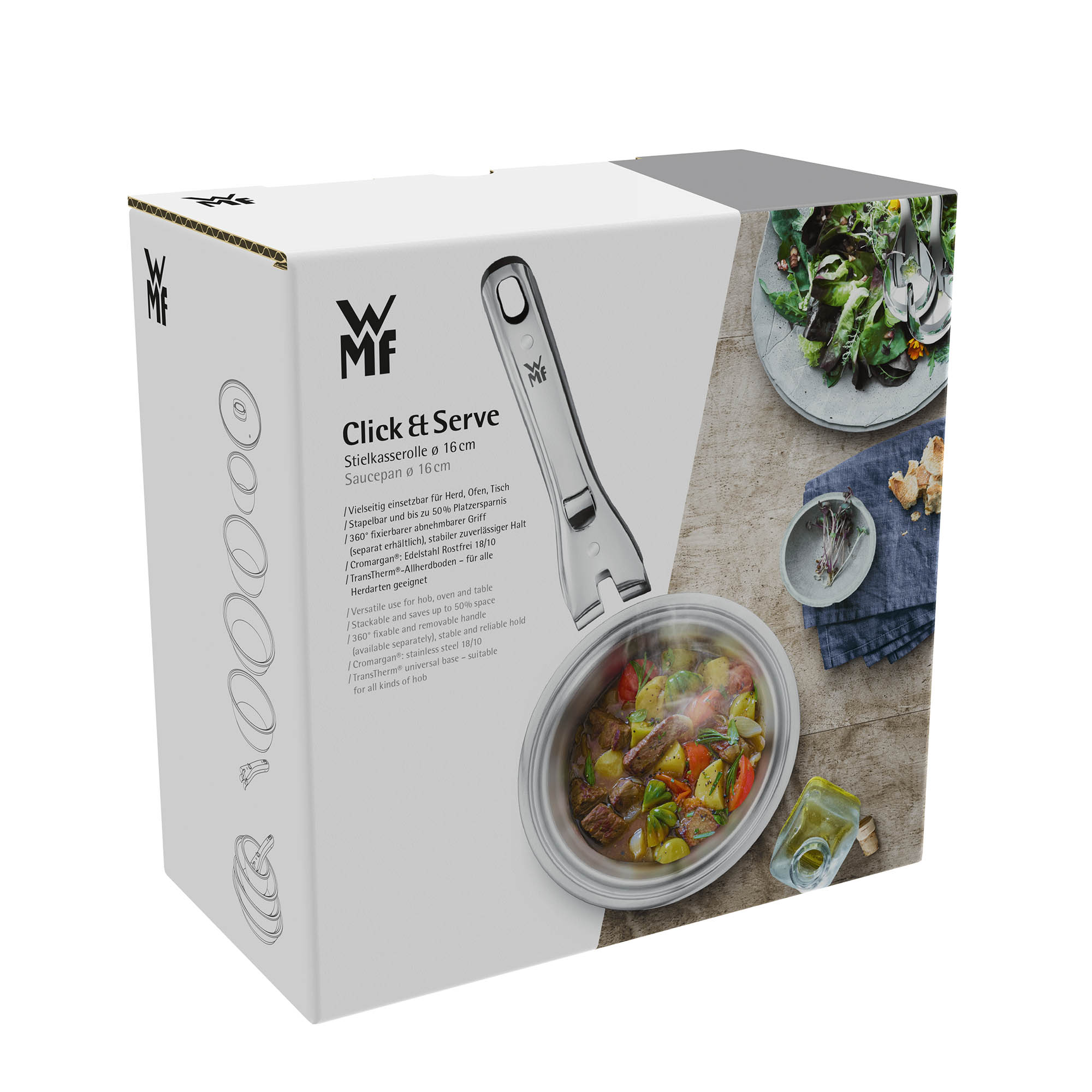 WMF Serie CLICK & SERVE Fleischtopf Stielkasserolle 16 cm 1,9 Liter INDUKTION