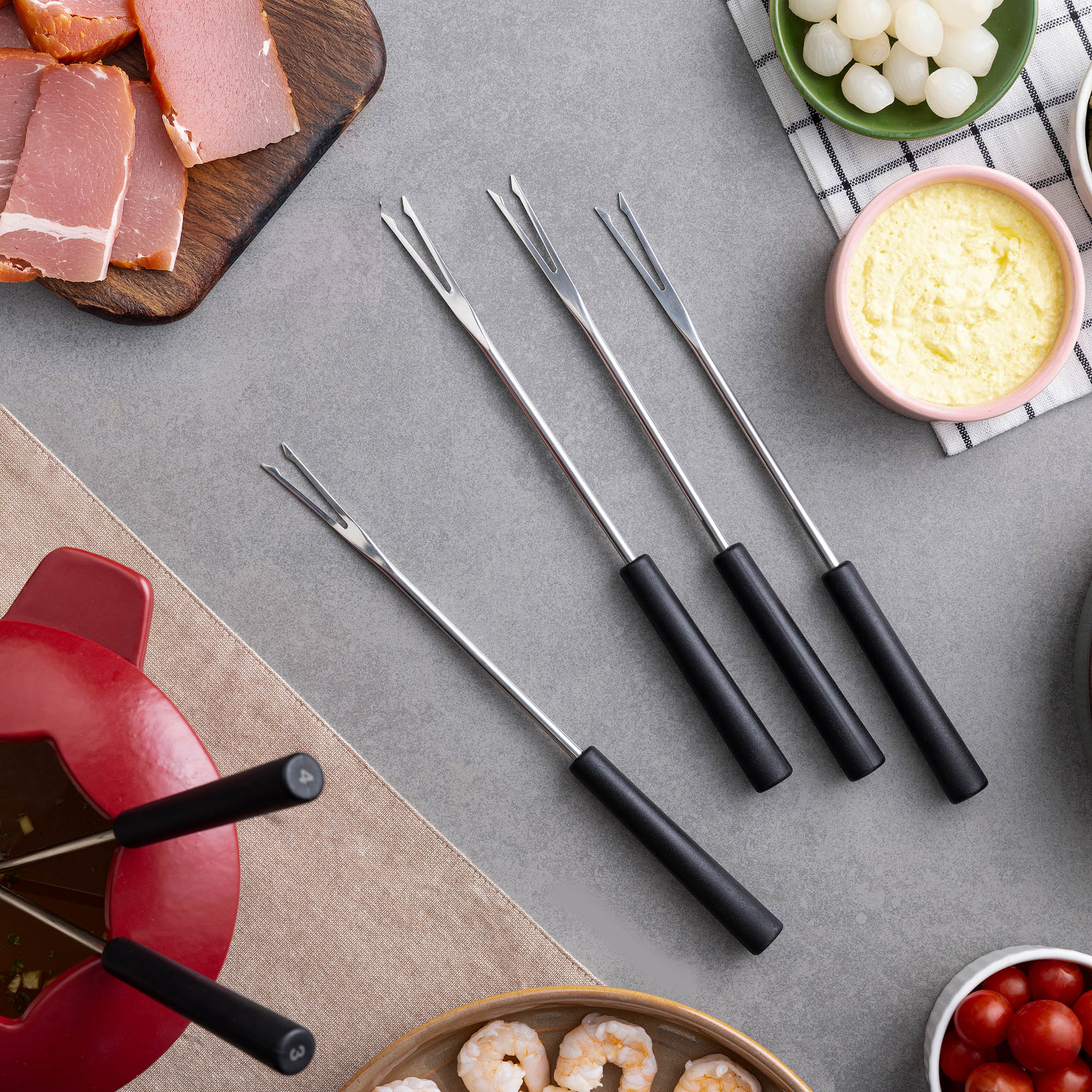 ZYLISS Set mit 6 Fleischfondue-Gabeln mit schwarzem Kunststoffgriff, nummeriert