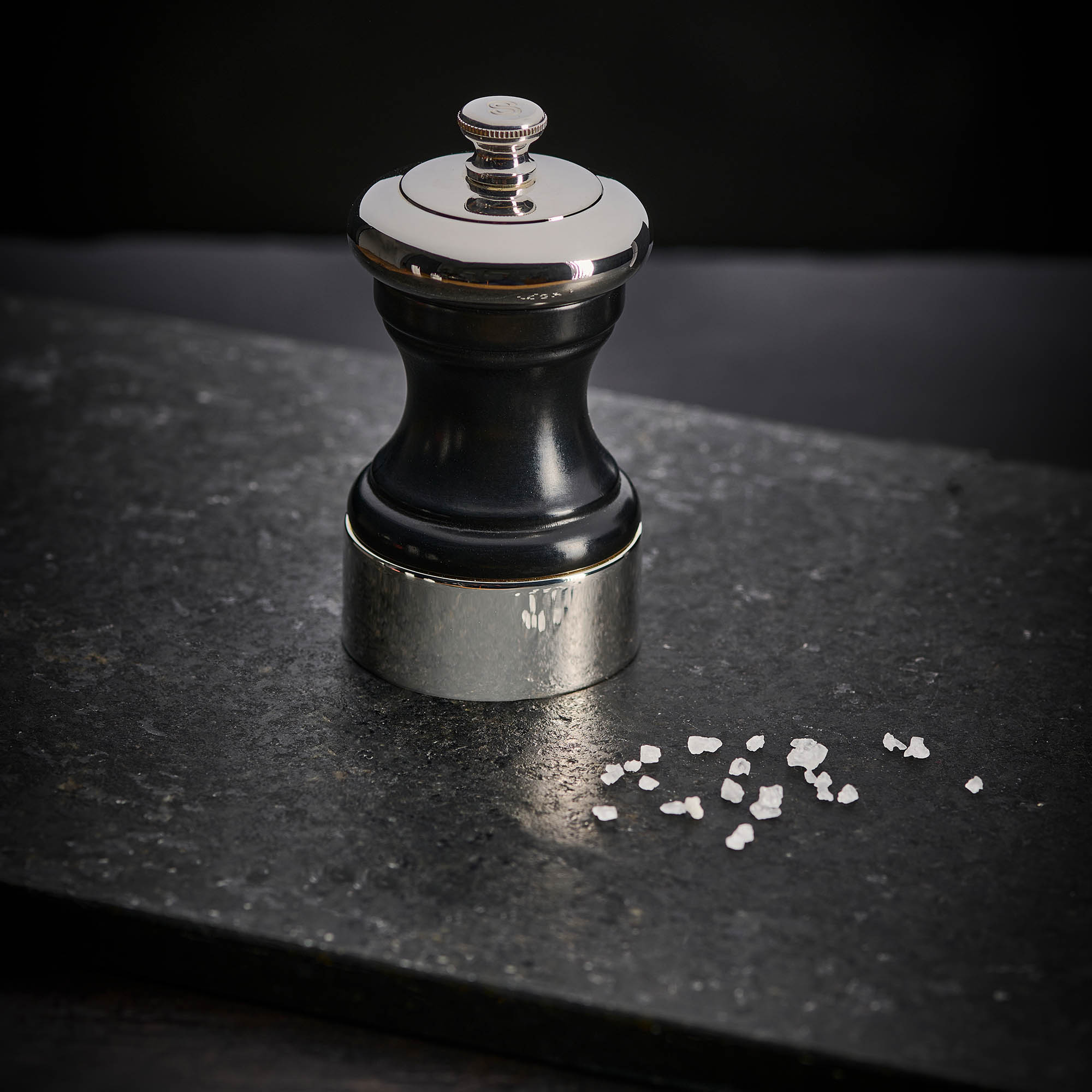 PEUGEOT Salzmühle PALACE 10 cm Buche satinschwarz / silber ZIRLION-Mahlwerk