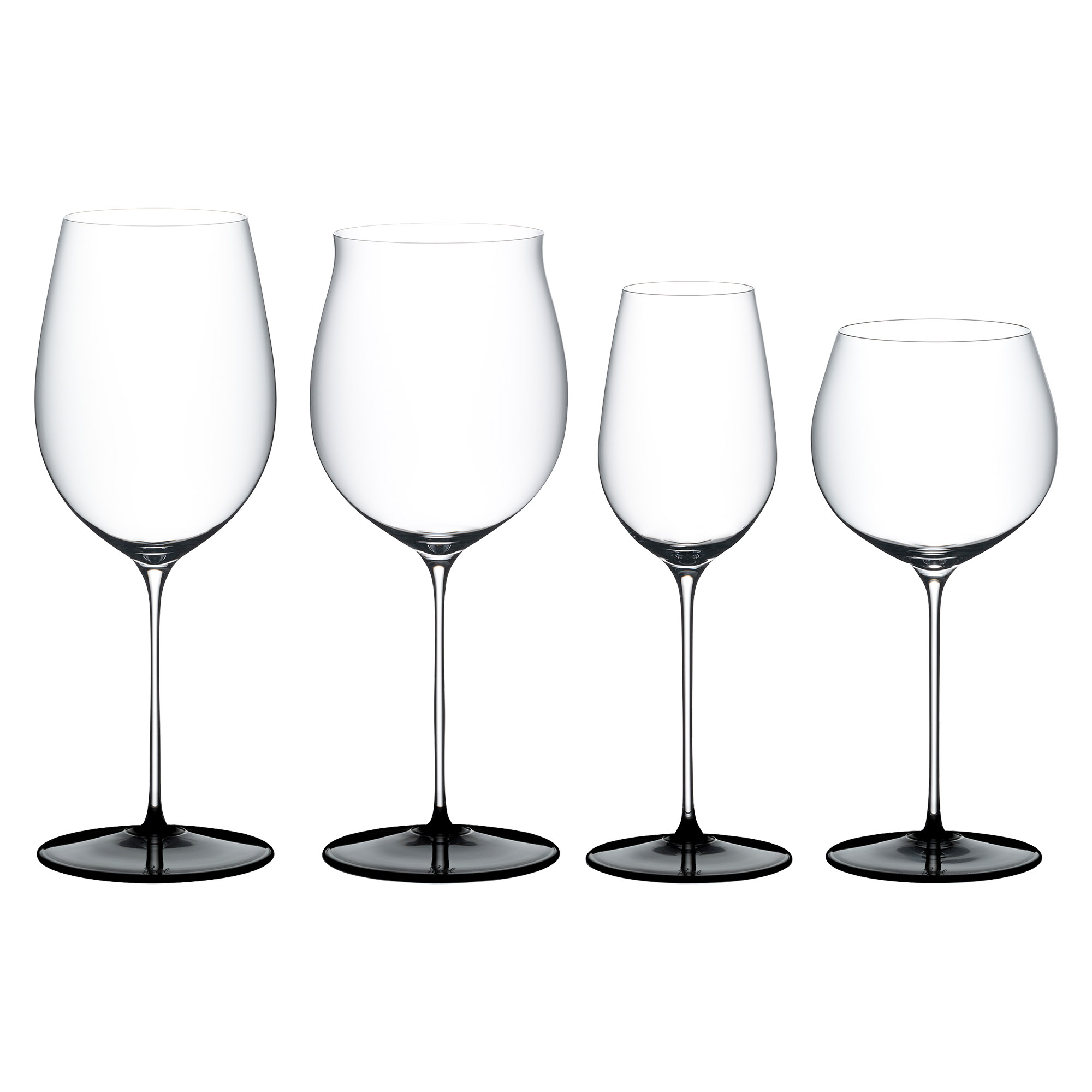 RIEDEL Serie FATTO A MANO BLACK TIE Tasting Set mit 4 sortenspezifischen Gläsern
