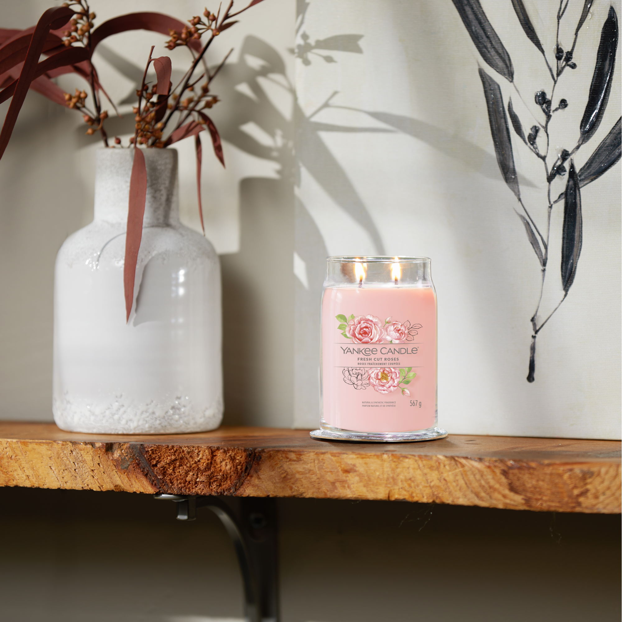 YANKEE CANDLE Große Signature Kerze FRESH CUT ROSES 567 g Duftkerze