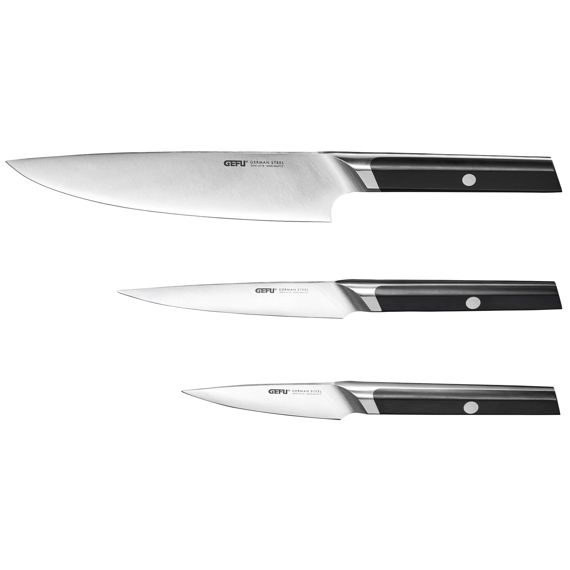 GEFU ACURO knife set with chef's knife, utility knife and paring knife