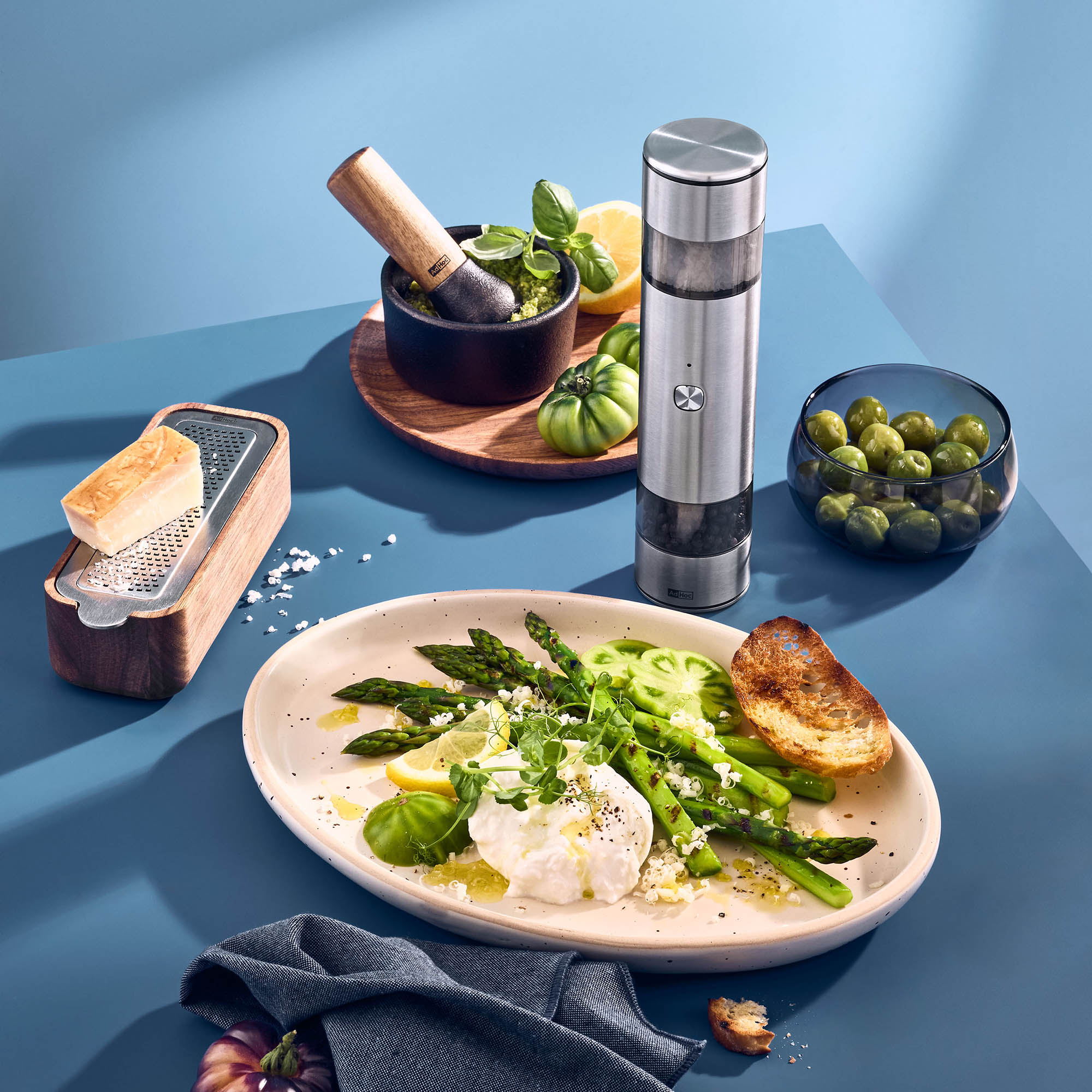 AdHoc Elektrische Pfeffer- / Salz-Doppelmühle i.MILL DUO 23,5 cm Edelstahl poliert