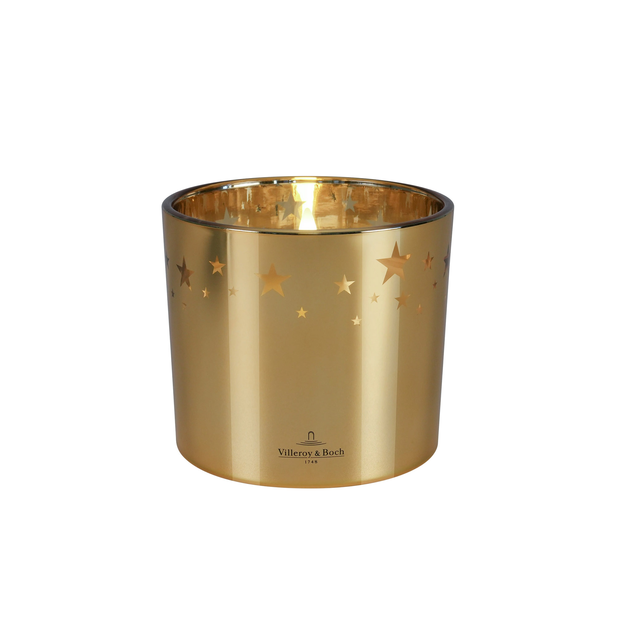 VILLEROY & BOCH LED-Glaskerze ZURICH 9 x 8 cm Echtwachs gold