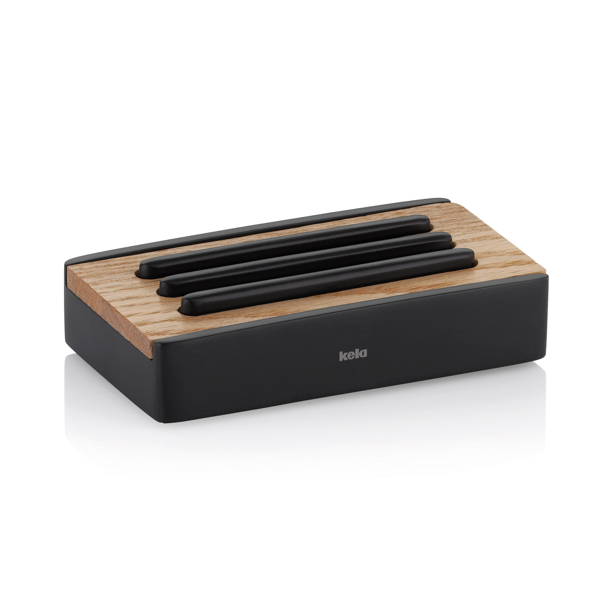 KELA Seifenschale CUBE schwarz / Eiche