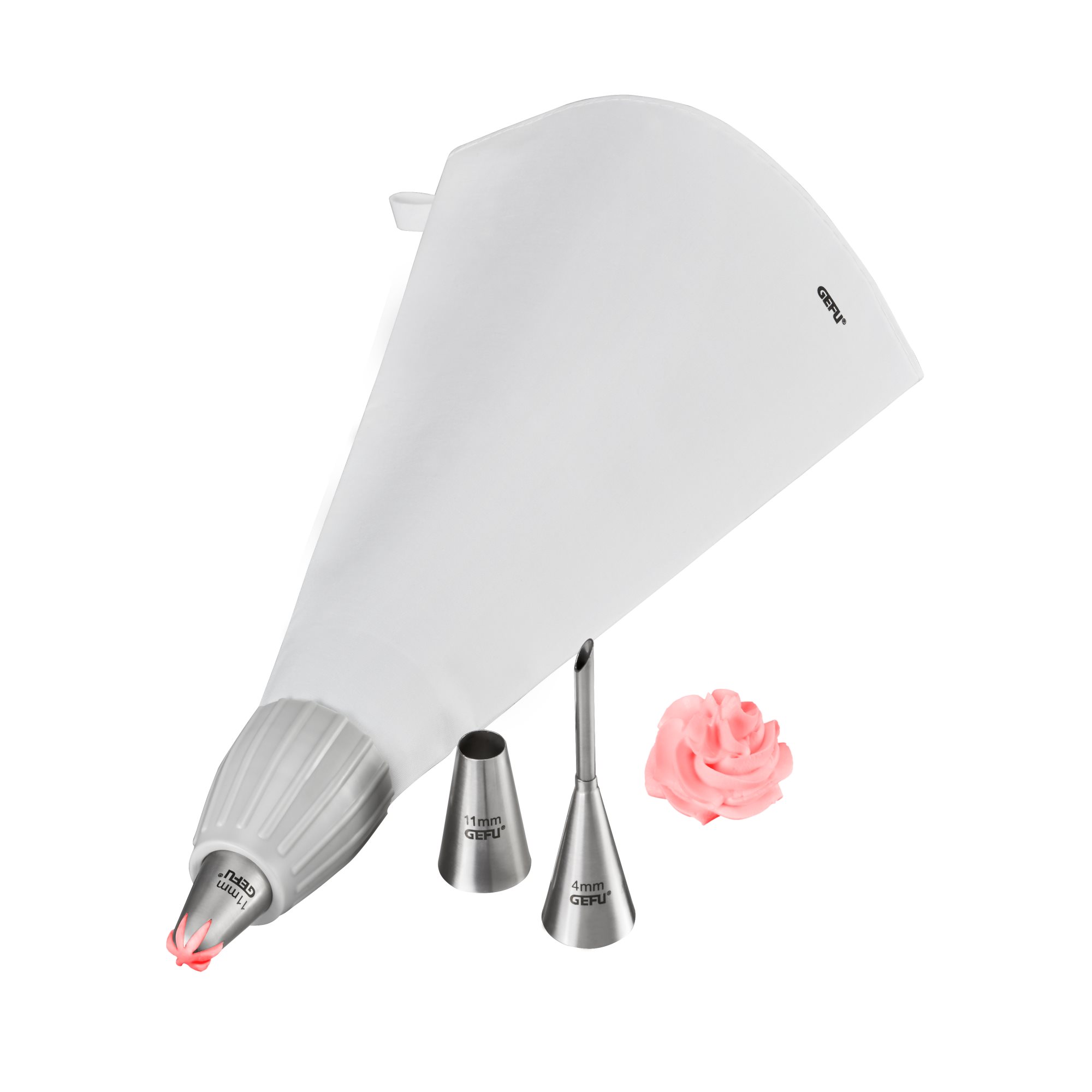 GEFU Spritzbeutel-Set DECORE 5 teilig mit 3 Edelstahltüllen