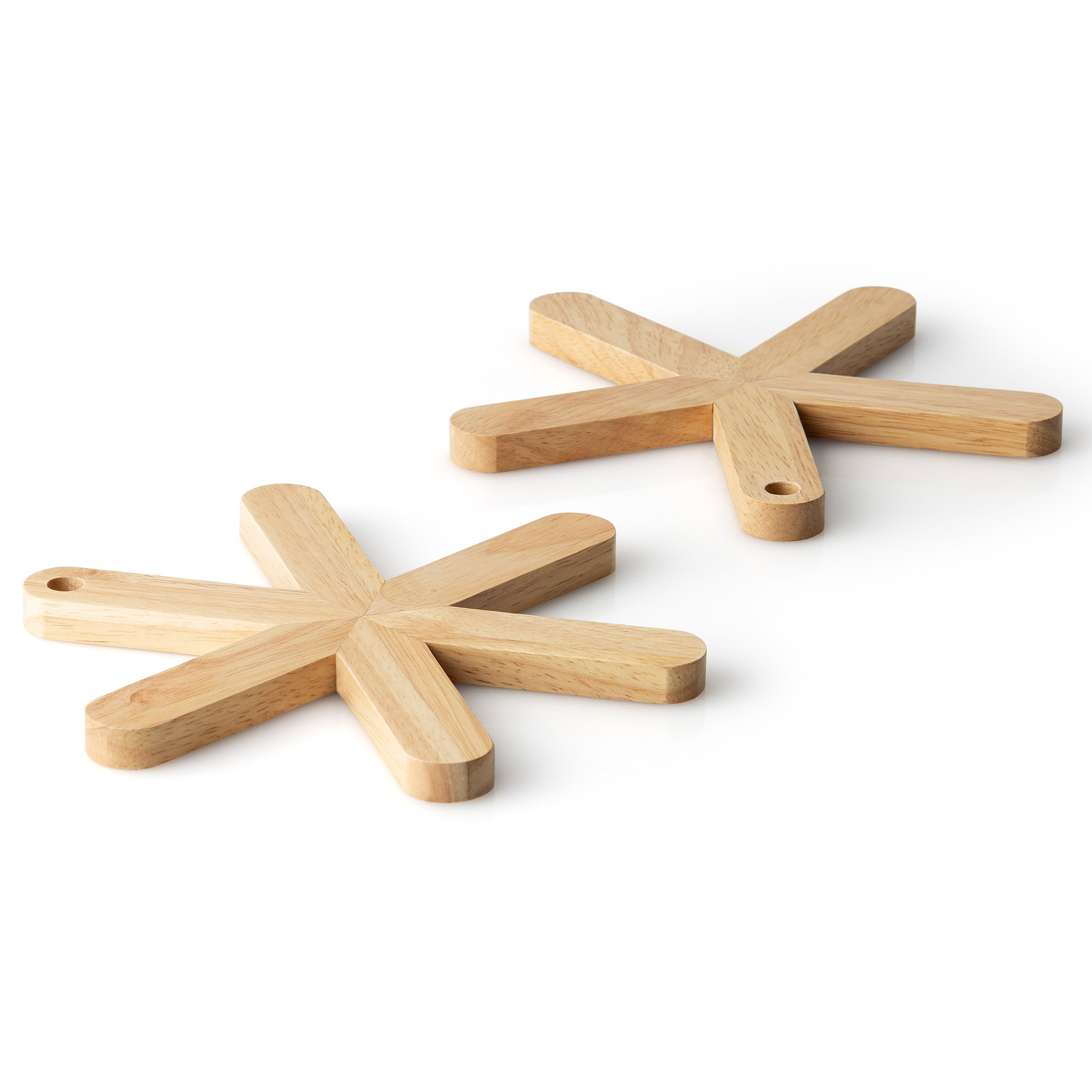 CONTINENTA Topfuntersetzer STERN aus Gummibaumholz 2er-Set