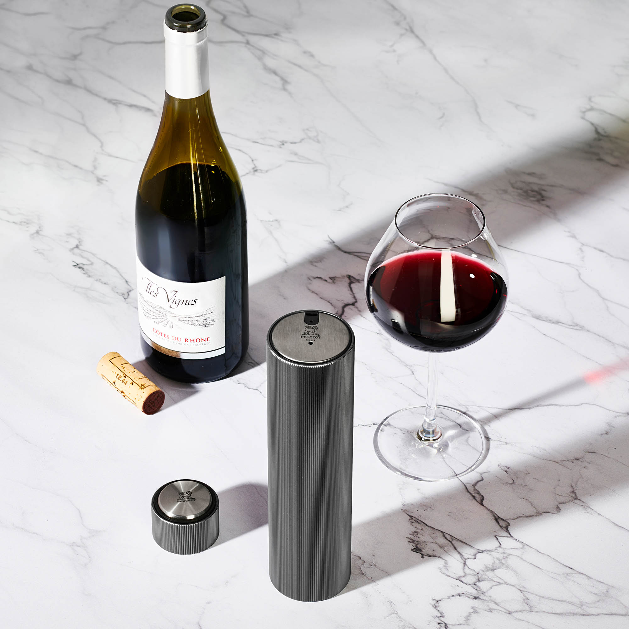 PEUGEOT Geschenk-Set MASTER OF WINE mit Korkenzieher und Vakuumpumpe elektrisch