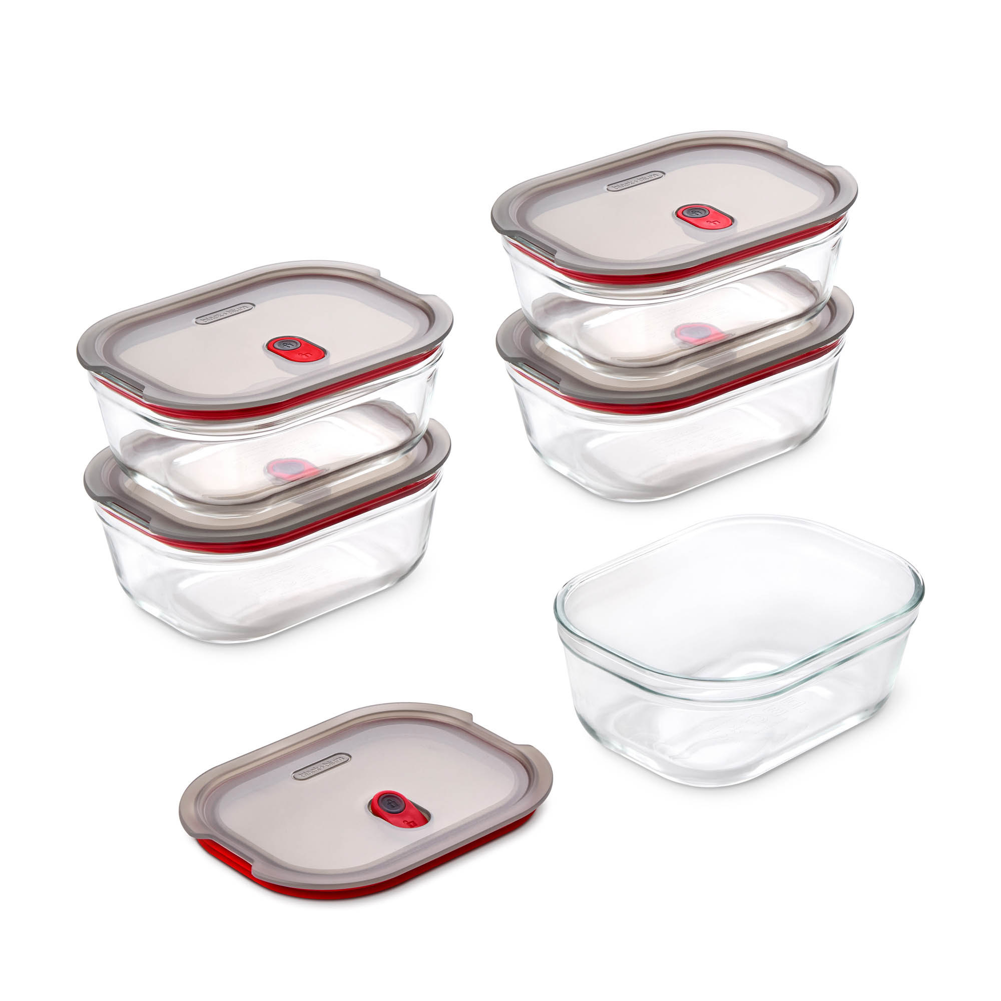 BLACK+BLUM 5er Set Multifunktions-Boxen aus Borosilikatglas je 0,9 Liter