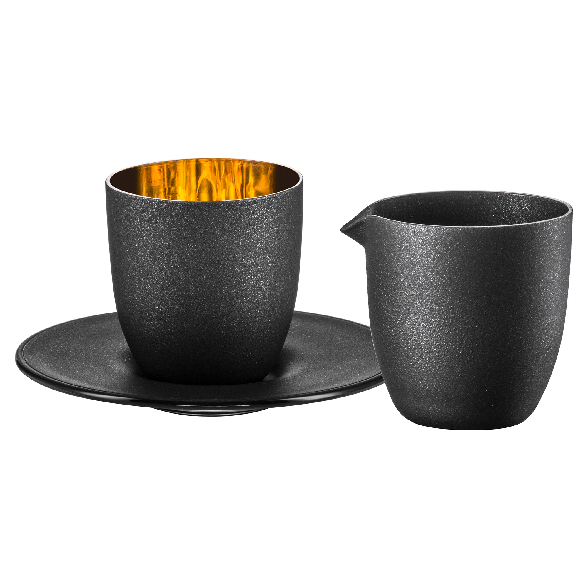 EISCH Serie COSMO GOLD Affogato-Set Kristallglas mit Echtgold schwarz
