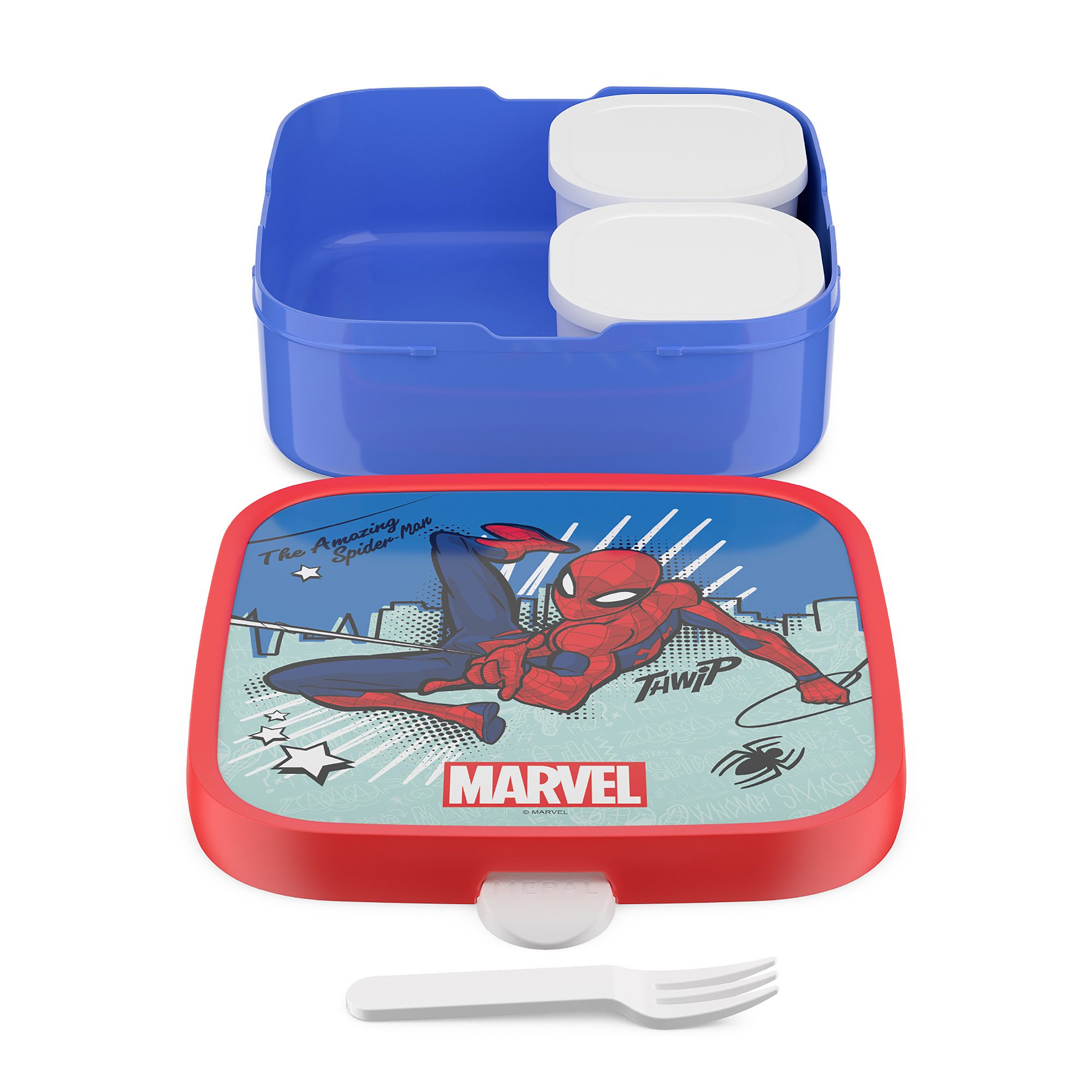 MEPAL Brotdose CAMPUS groß mit 2 Bento-Einsätzen 1,3 Liter Motiv Spiderman