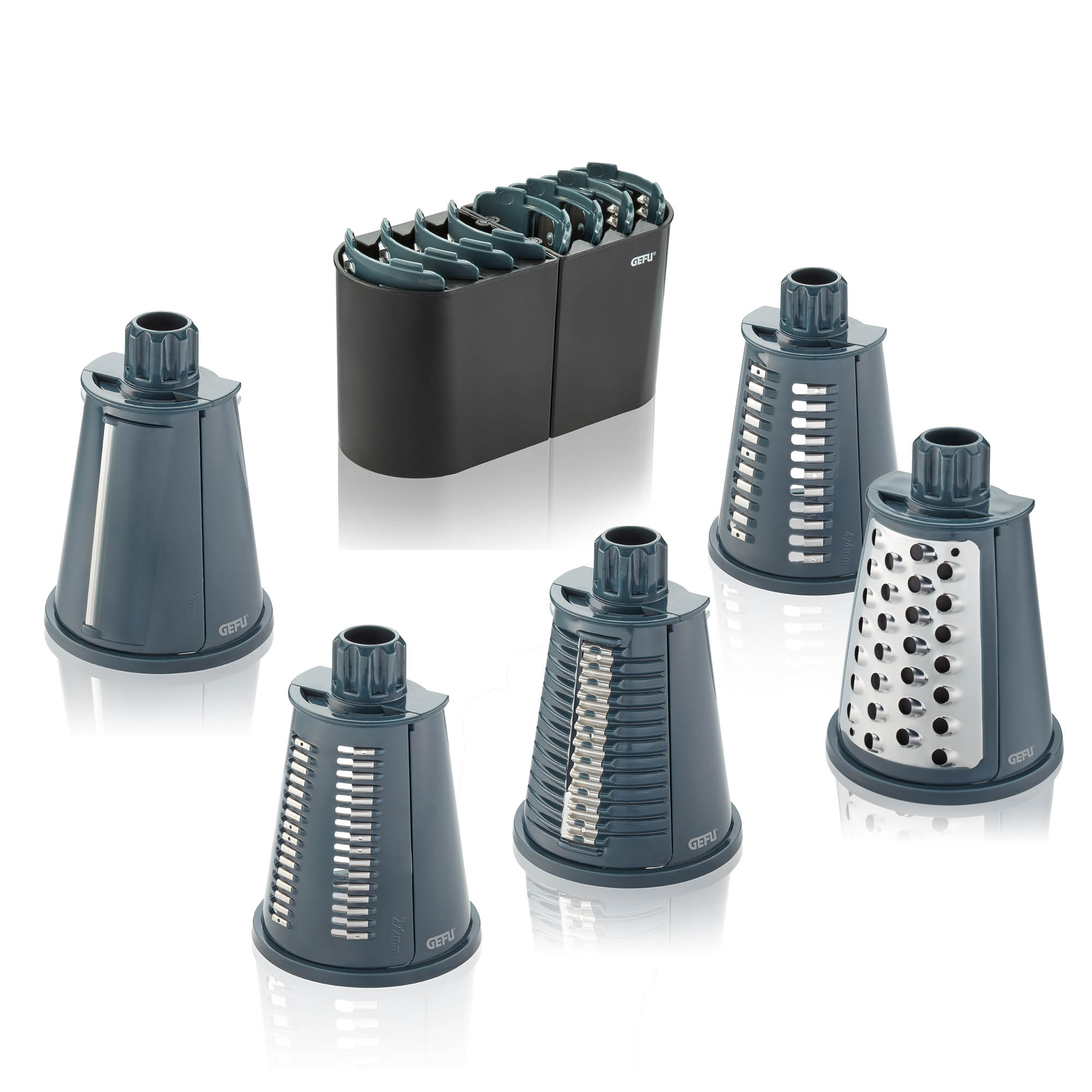 GEFU CLICK drum grater with 5 blade inserts