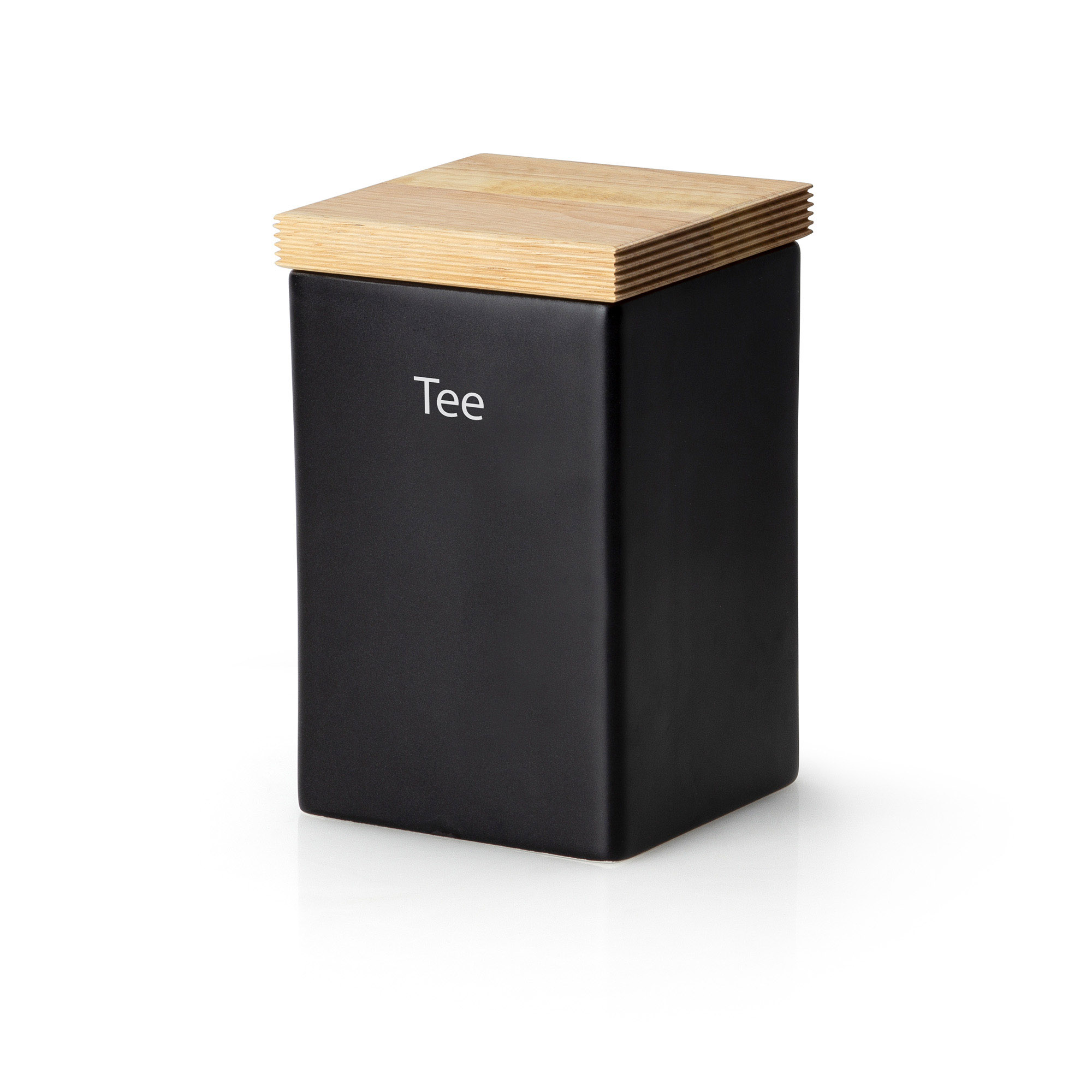 CONTINENTA Vorratsdose mit Holzdeckel 1,0 Liter quadratisch, schwarz