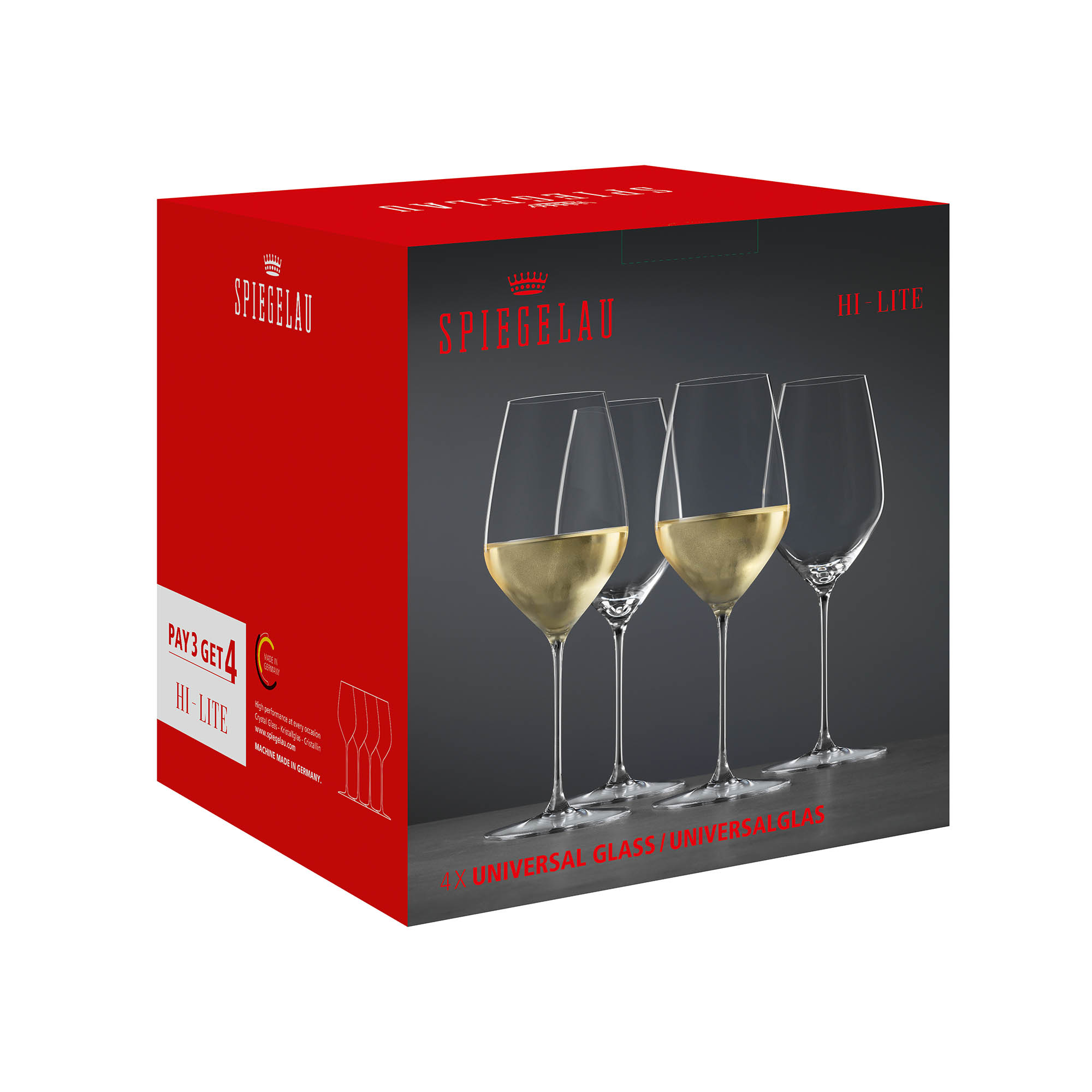 SPIEGELAU Serie HI-LITE Vorteils-Set Universalglas 510 ml Rot-/Weißwein 4 Stück
