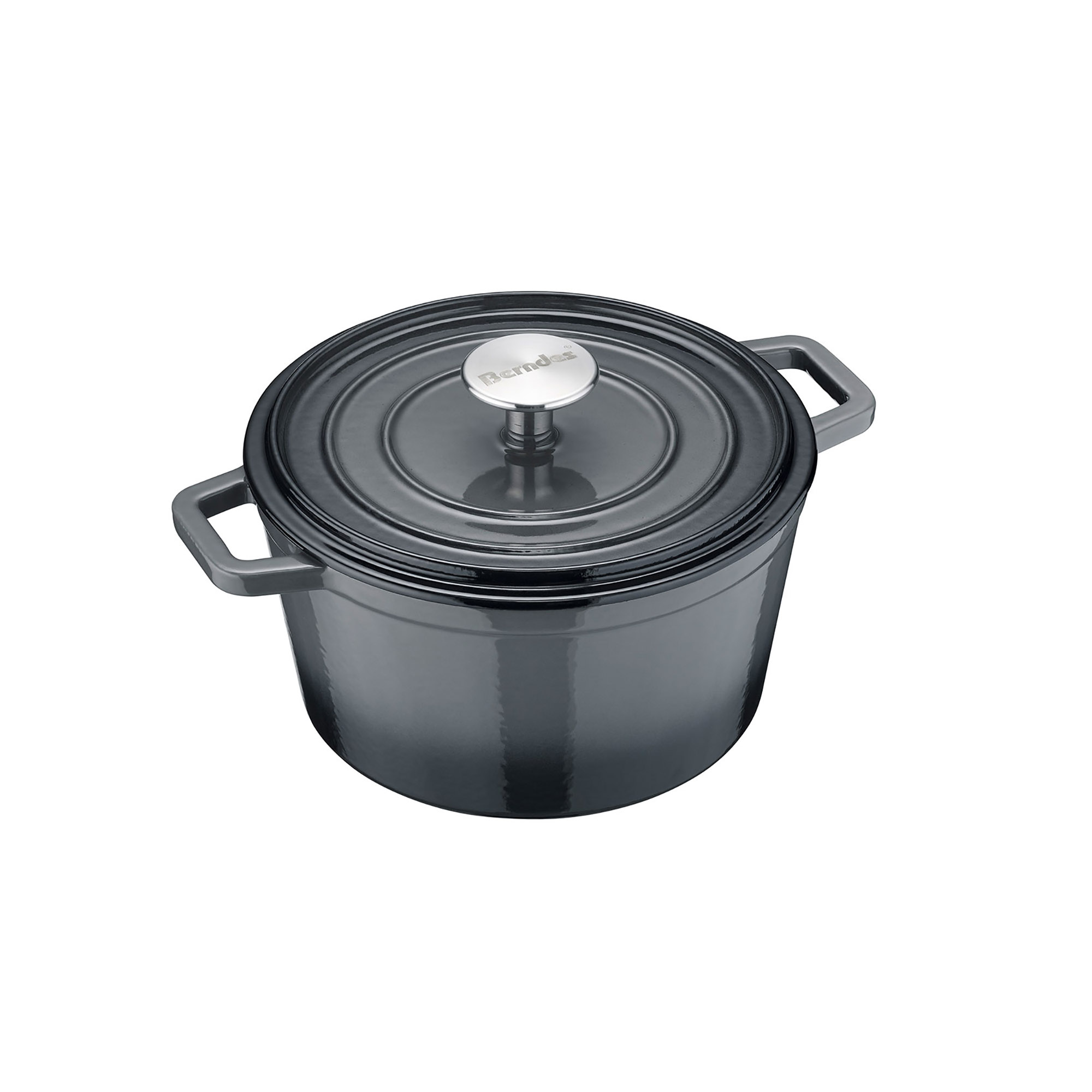 BERNDES Bräter Cocotte B.IRON Gusseisen rund 20 cm 2,5 Liter schwarz INDUKTION