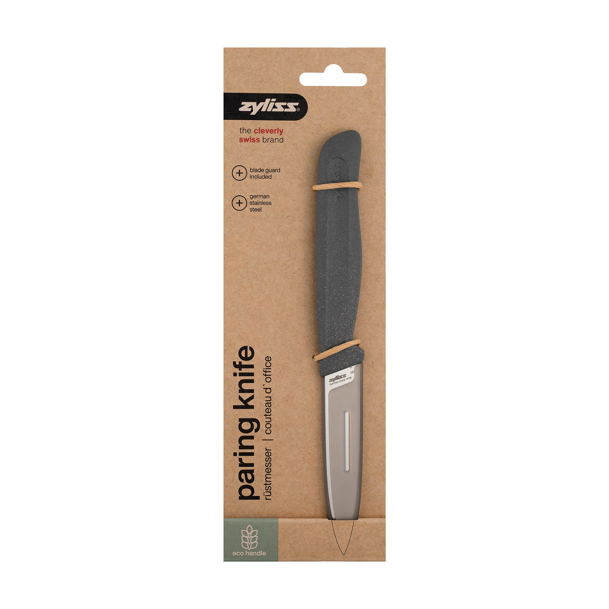 ZYLISS paring knife, 9 cm blade length, handle made from wheat straw-based plastic