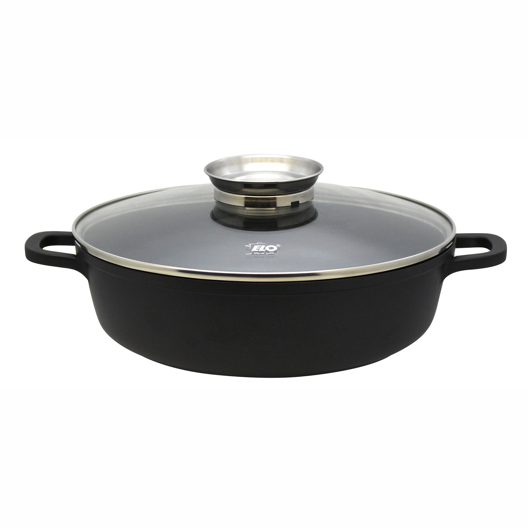 ELO Aluguss Servierpfanne ALUCAST Glasdeckel 32 cm 4,5 Liter Antihaftversiegelt