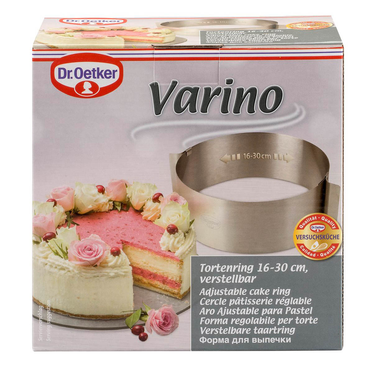 DR.OETKER Verstellbarer Tortenring 16 - 30 cm aus Edelstahl