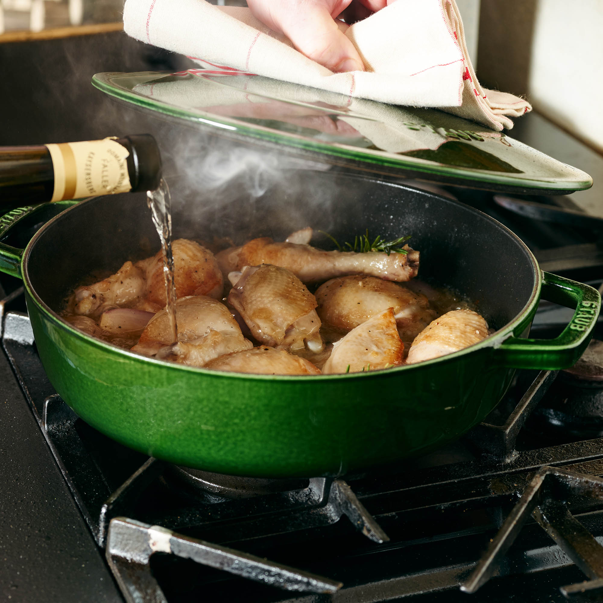 STAUB France roaster CHISTERA 28 cm 3.7 litre cast iron round basil green
