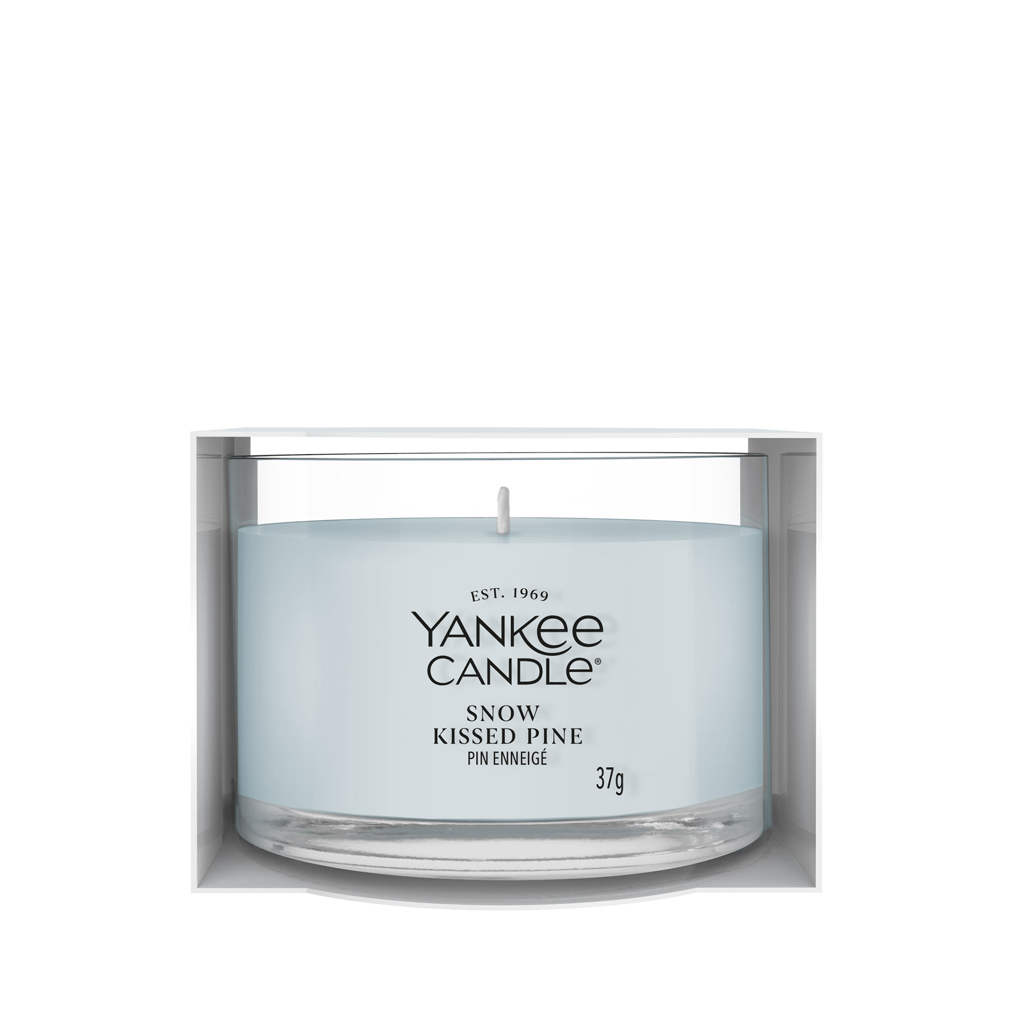 YANKEE CANDLE Glasvotivkerze SNOW-KISSED PINE 37 g Duftkerze