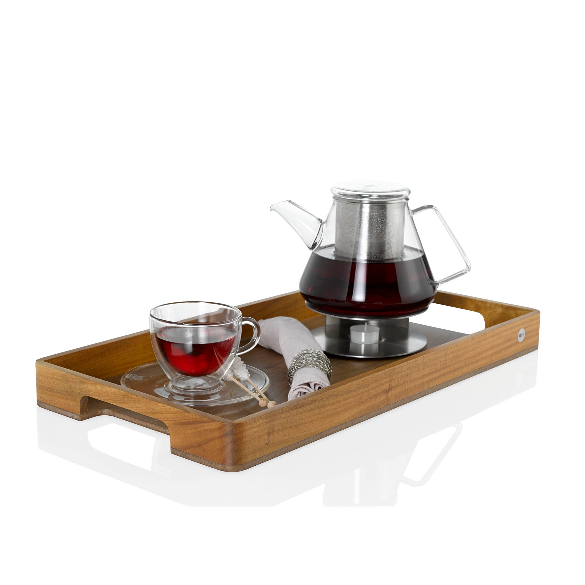 AdHoc SERVE serving tray 60 x 31 x 5 cm made of acacia wood + walnut wood