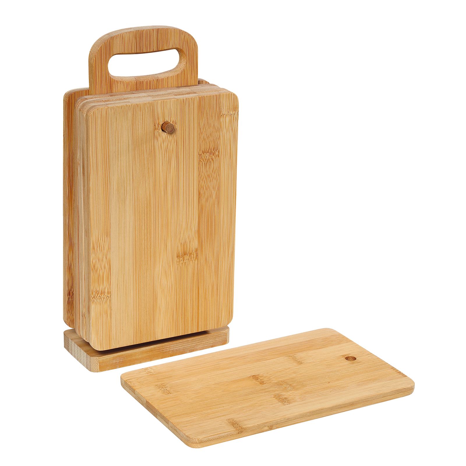 ZASSENHAUS 6 Frühstücksbretter 22 x 14 cm mit Ständer Bambus