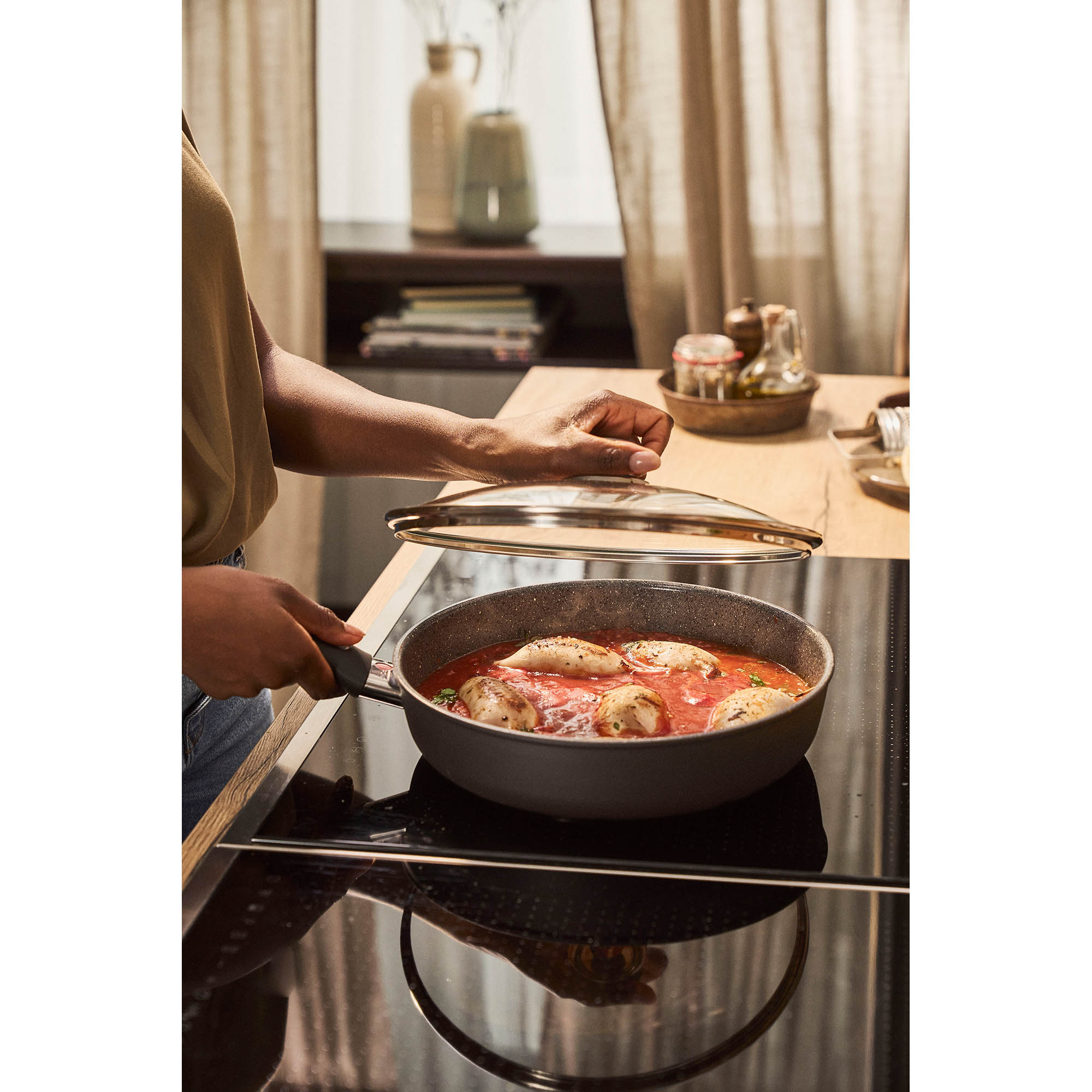 BALLARINI braising pan BARI 28 cm CERAFORCE ceramic coating PFAS-free glass lid