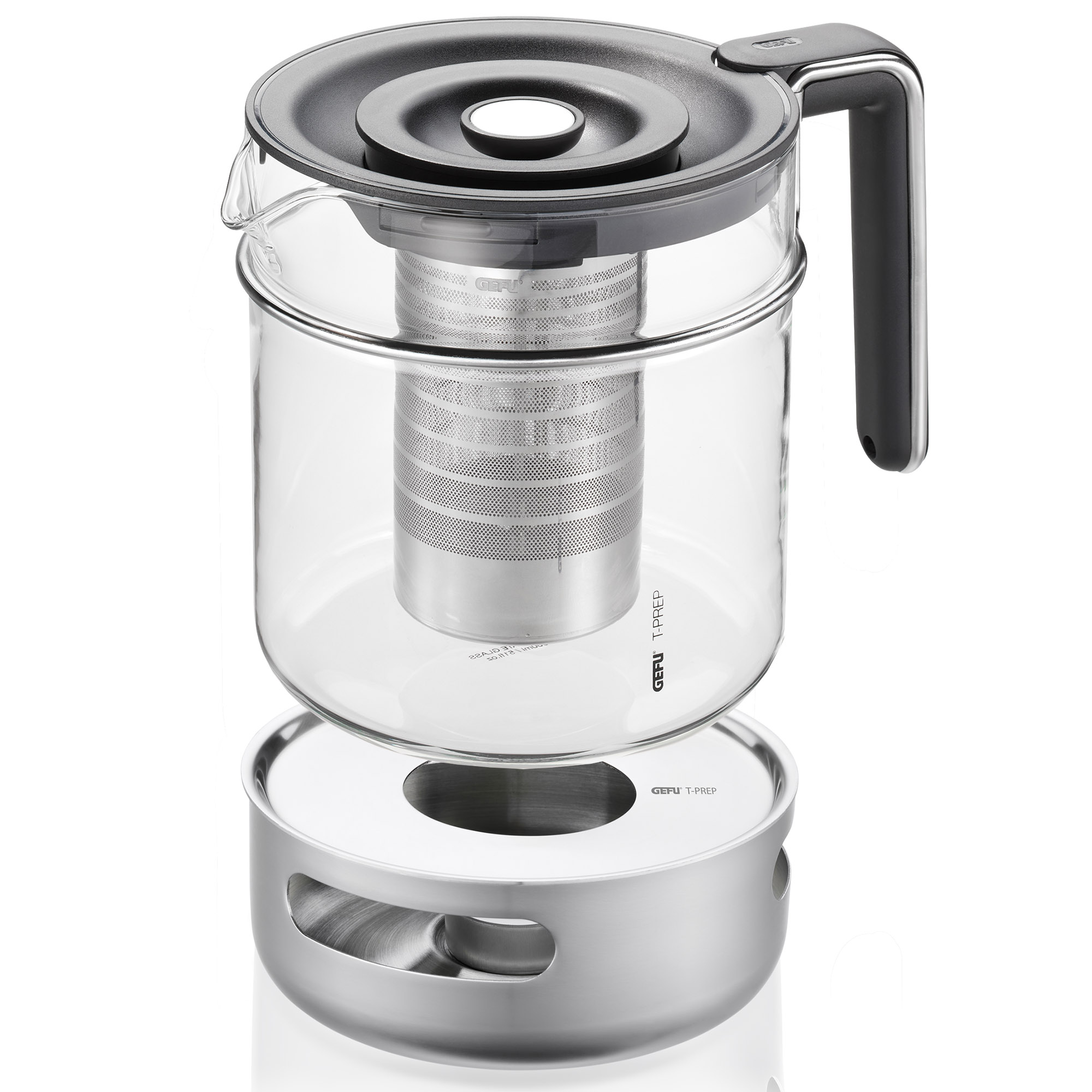 GEFU Set mit Teekanne T-PREP 1,5 Liter für 5 - 6 Tassen + Stövchen