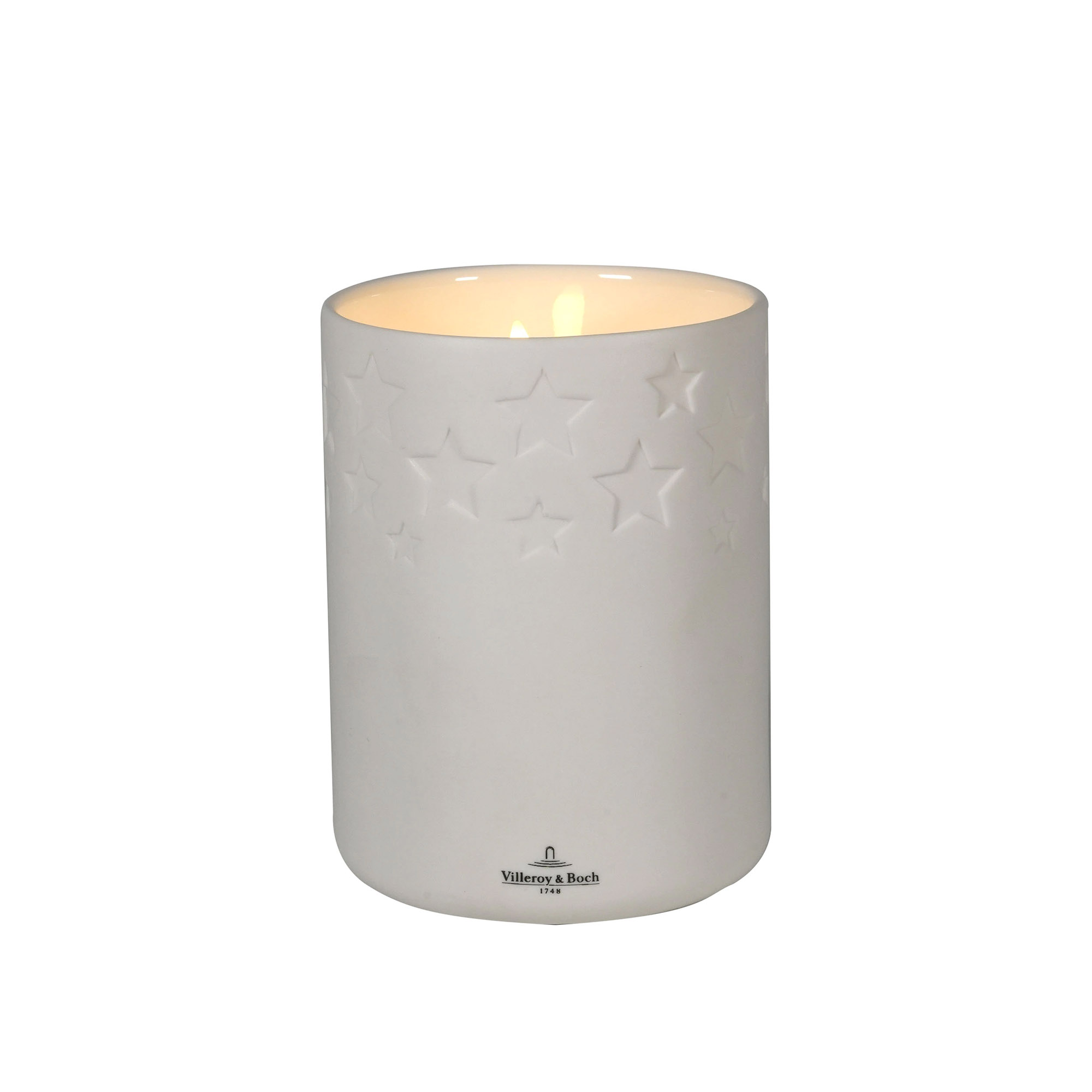 VILLEROY & BOCH LED-Porzellankerze SALZBURG 8,5 x 10,6 cm Echtwachs weiß