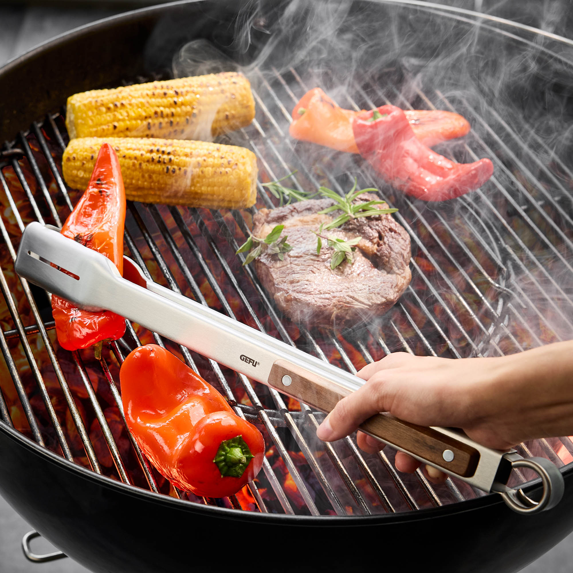 GEFU Grillzange SERINO 42,5 cm mit Walnussholz-Griffen