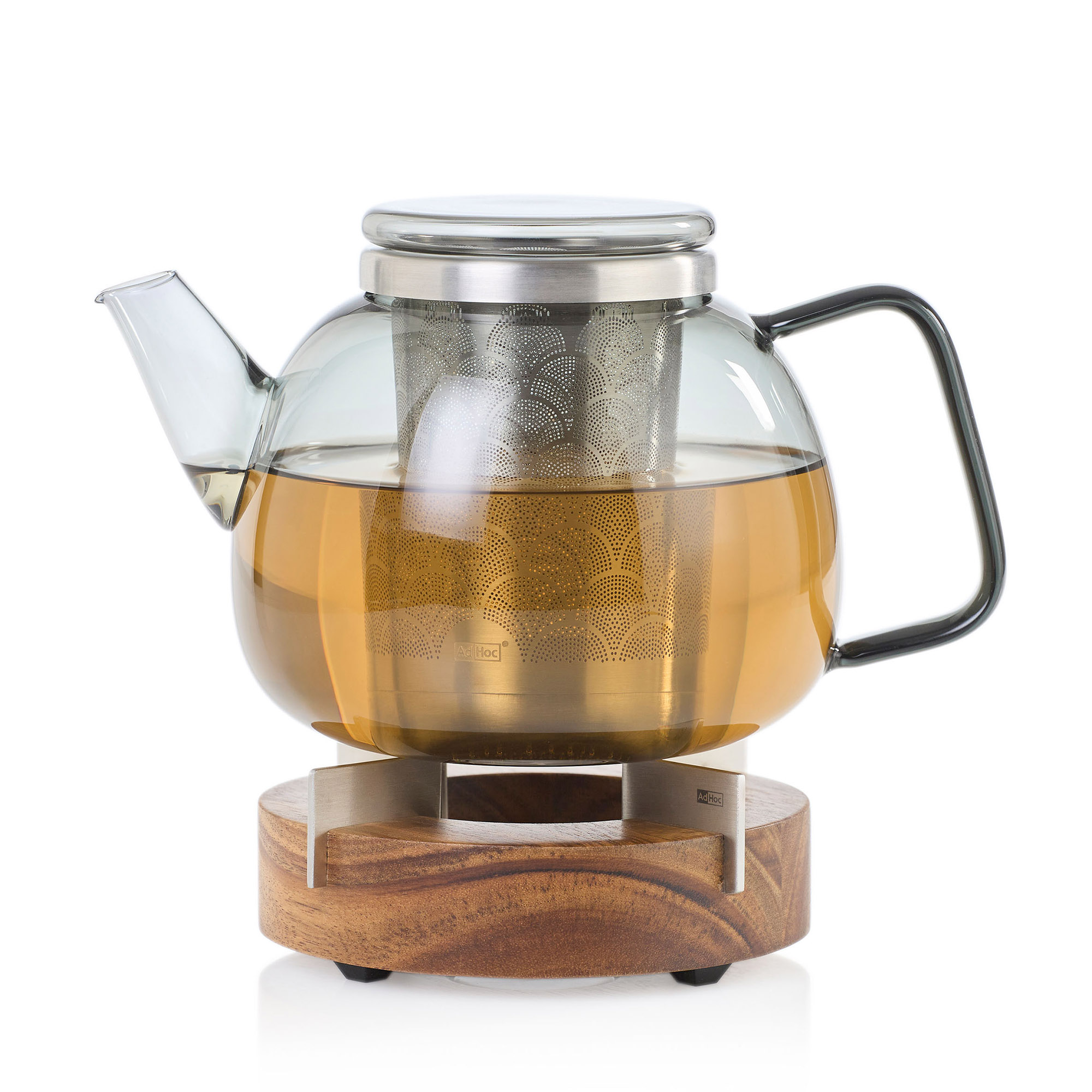AdHoc Geschenkset Teekanne YUNA aus Borosilikatglas 1,2 Liter + Stövchen TUTO
