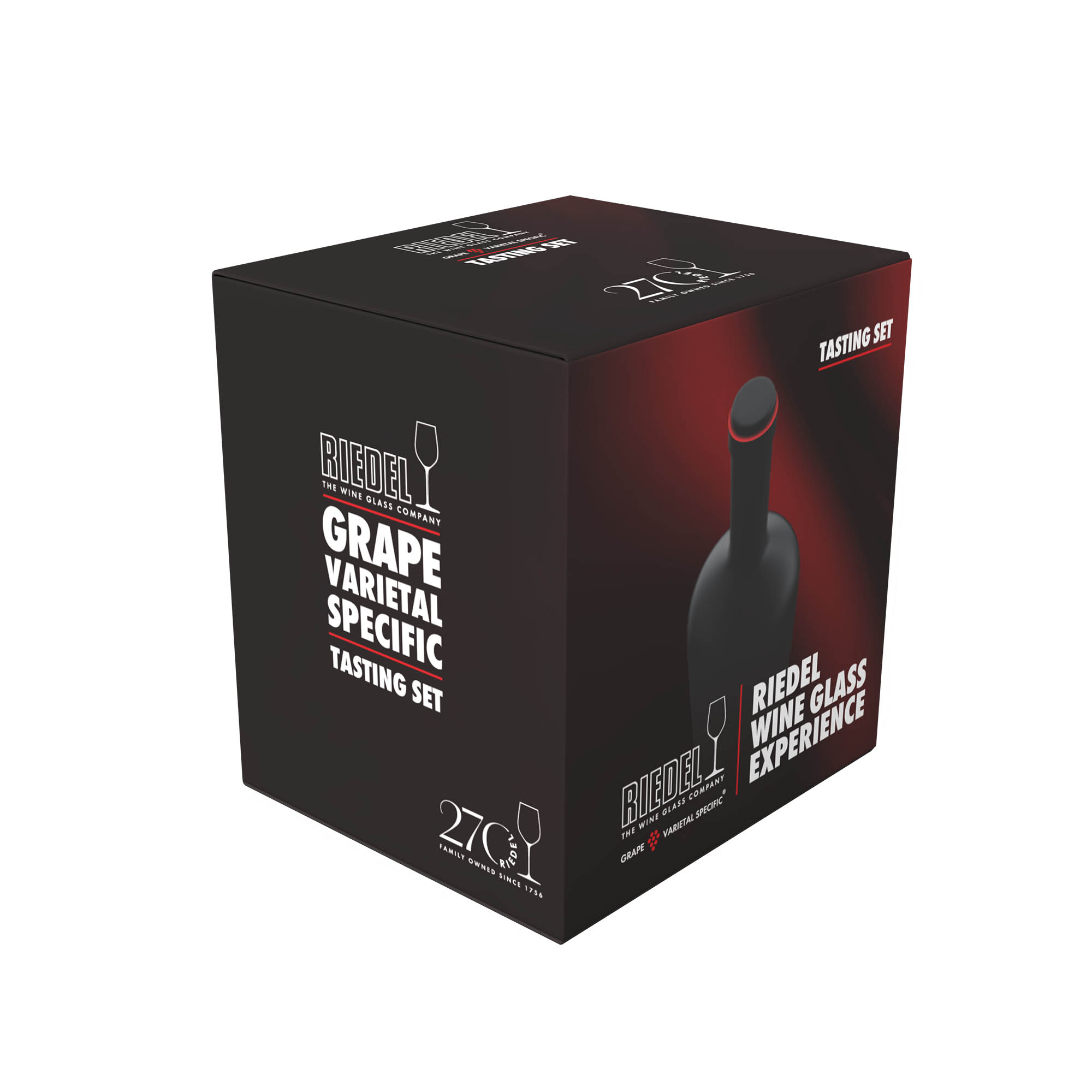 RIEDEL FATTO A MANO BLACK TIE Tasting Set with 4 varietal-specific glasses