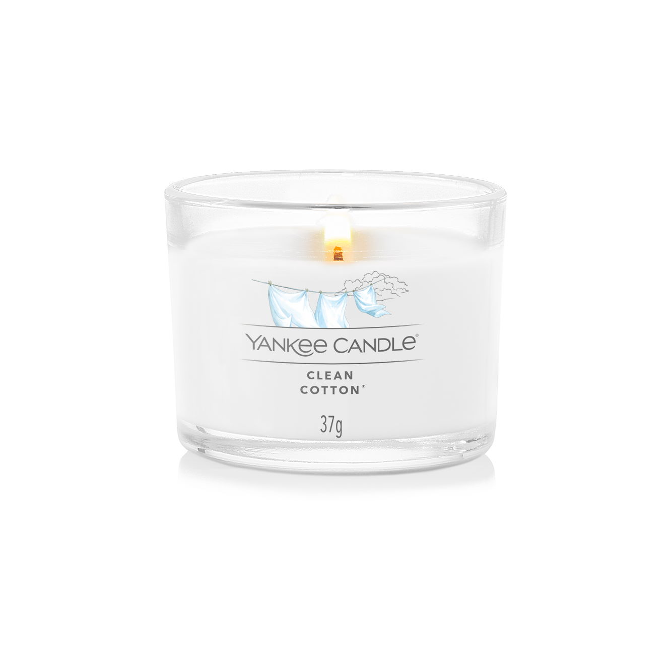 YANKEE CANDLE Glasvotivkerze CLEAN COTTON 37 g Duftkerze