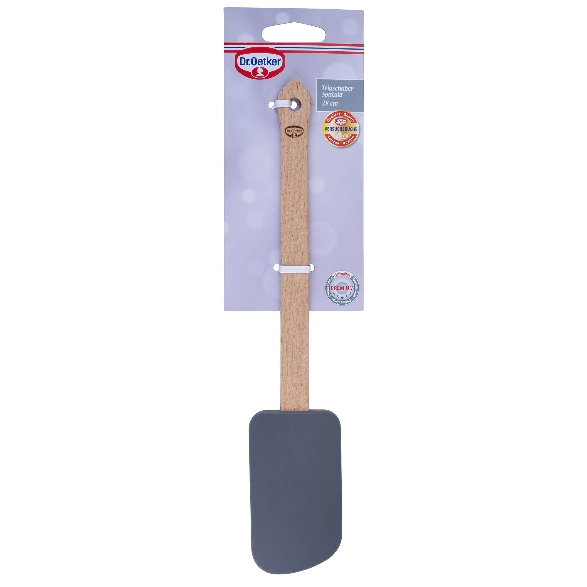 DR.OETKER Teigschaber aus Platinsilikon mit Holzgriff 28 cm