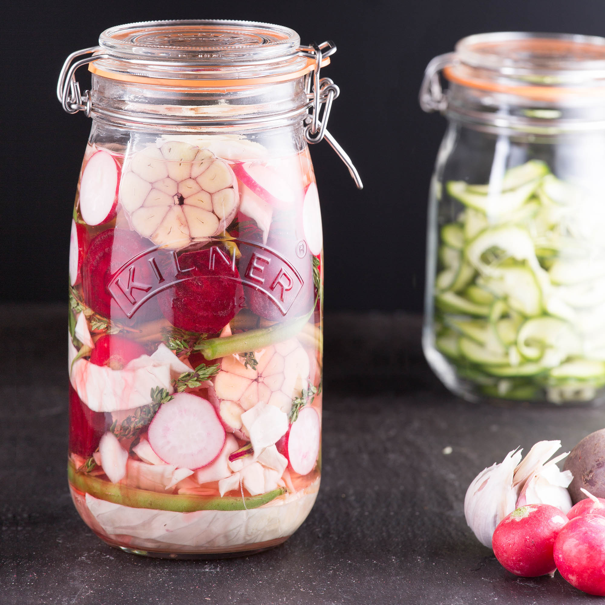 KILNER swing top jar round 1.5 litre storage jar preserving jar