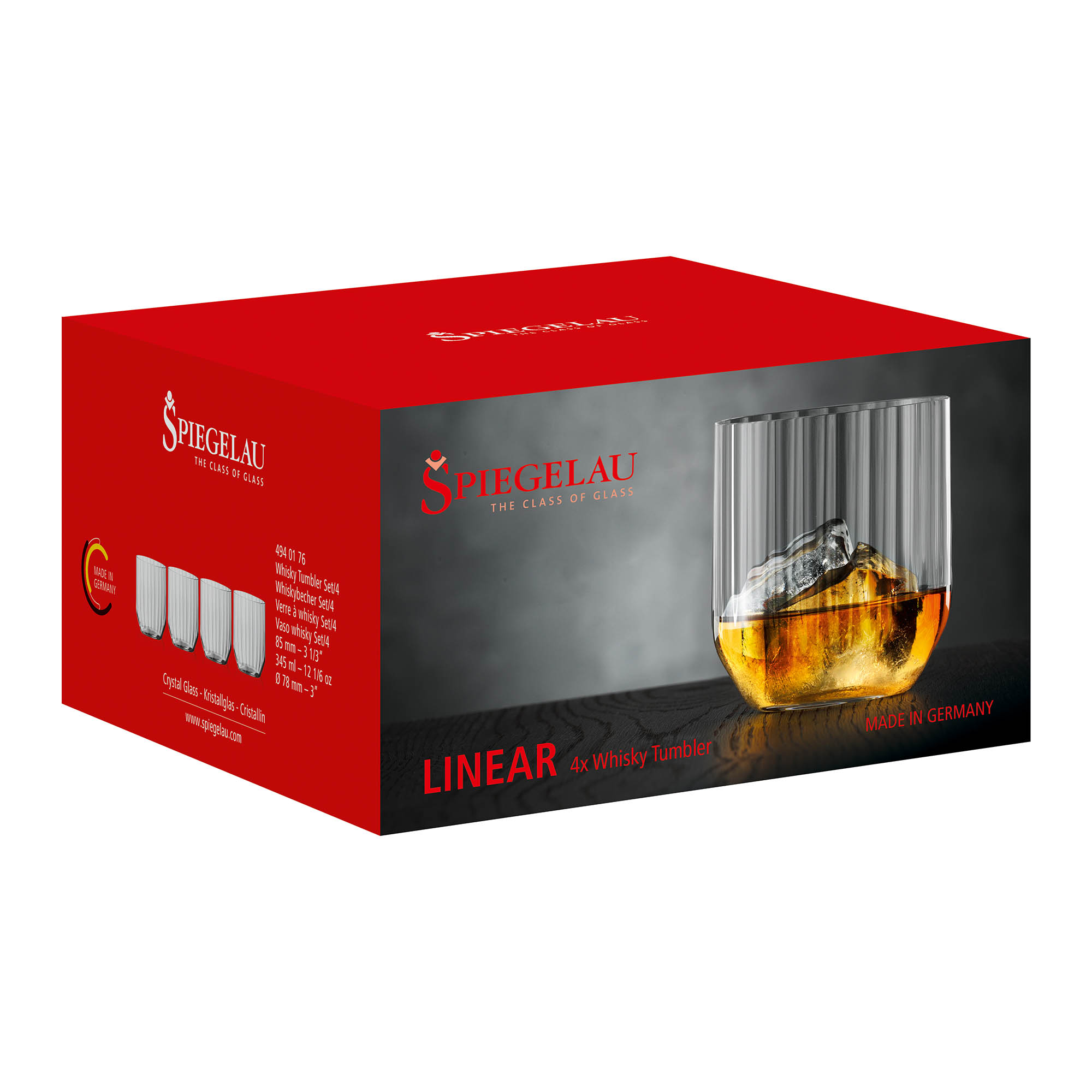 SPIEGELAU Whiskybecher Tumbler LINEAR 345 ml 4 Stück im Set