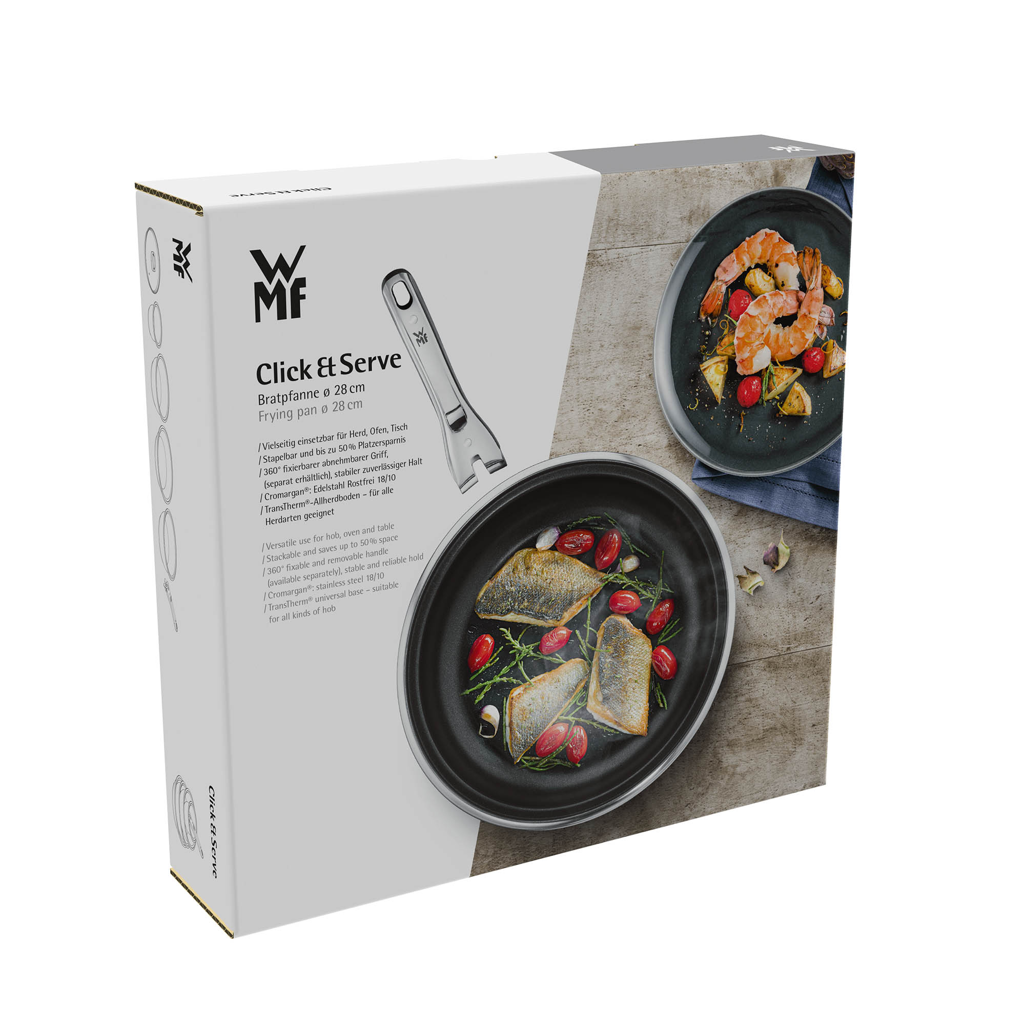 WMF CLICK & SERVE frying pan stainless steel non-stick coated 28 cm INDUCTION