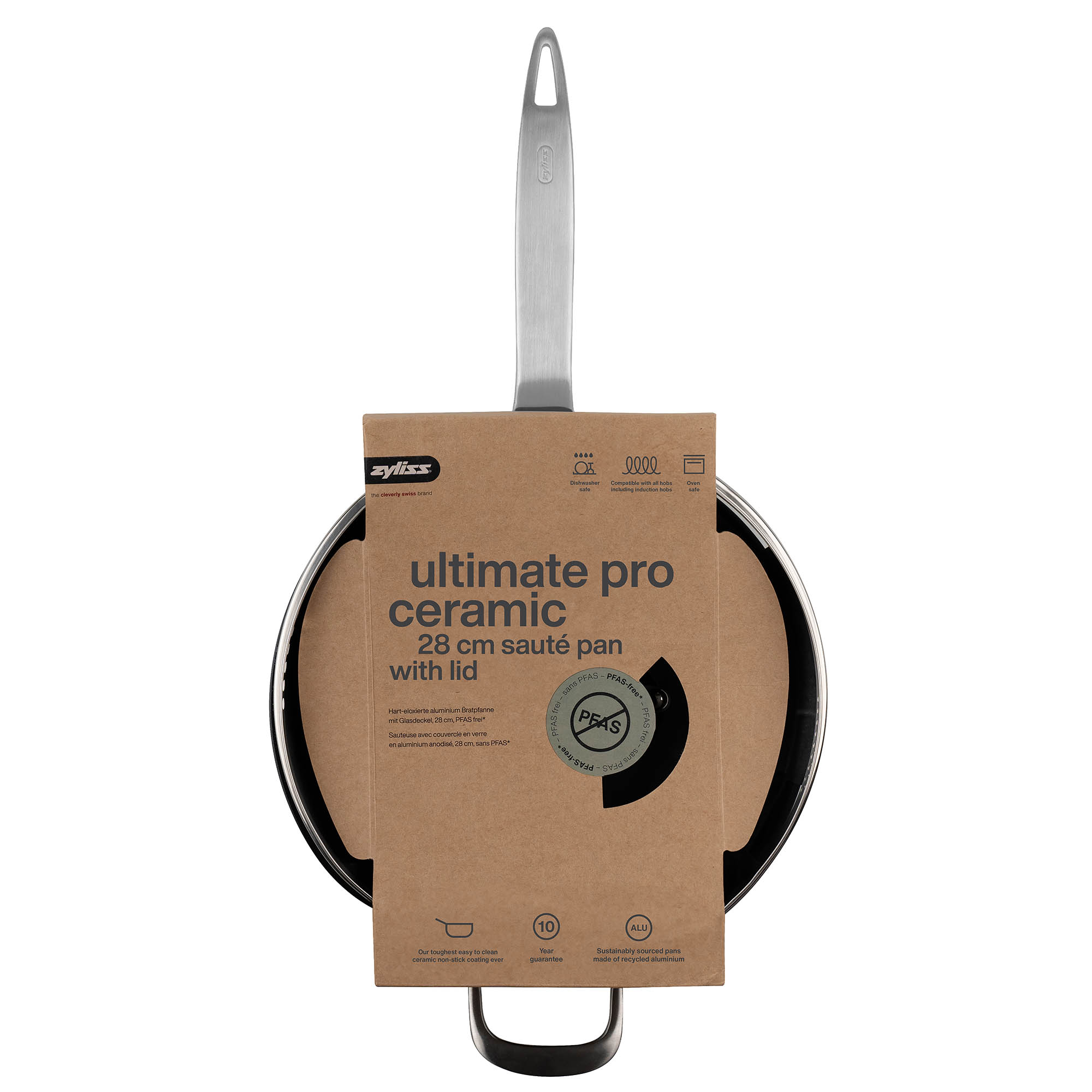 ZYLISS Schmorpfanne ULTIMATE PRO 28 cm Glasdeckel Keramikbeschichtung PFAS-frei