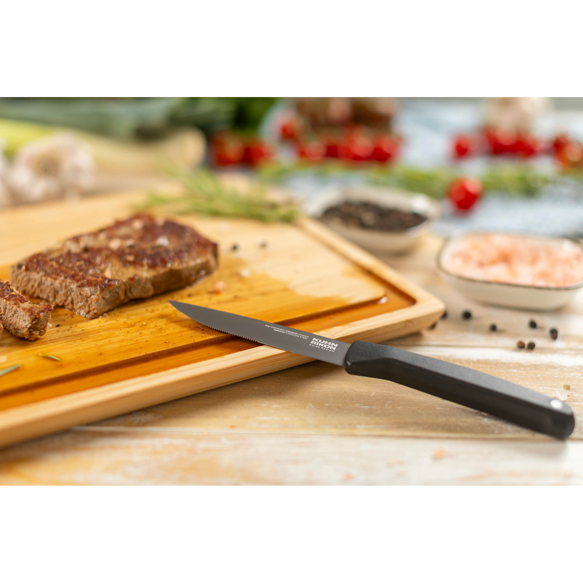 KUHN RIKON Messerserie ICED titan-beschichtet Steakmesser 10,5 cm 4 Stück im Set