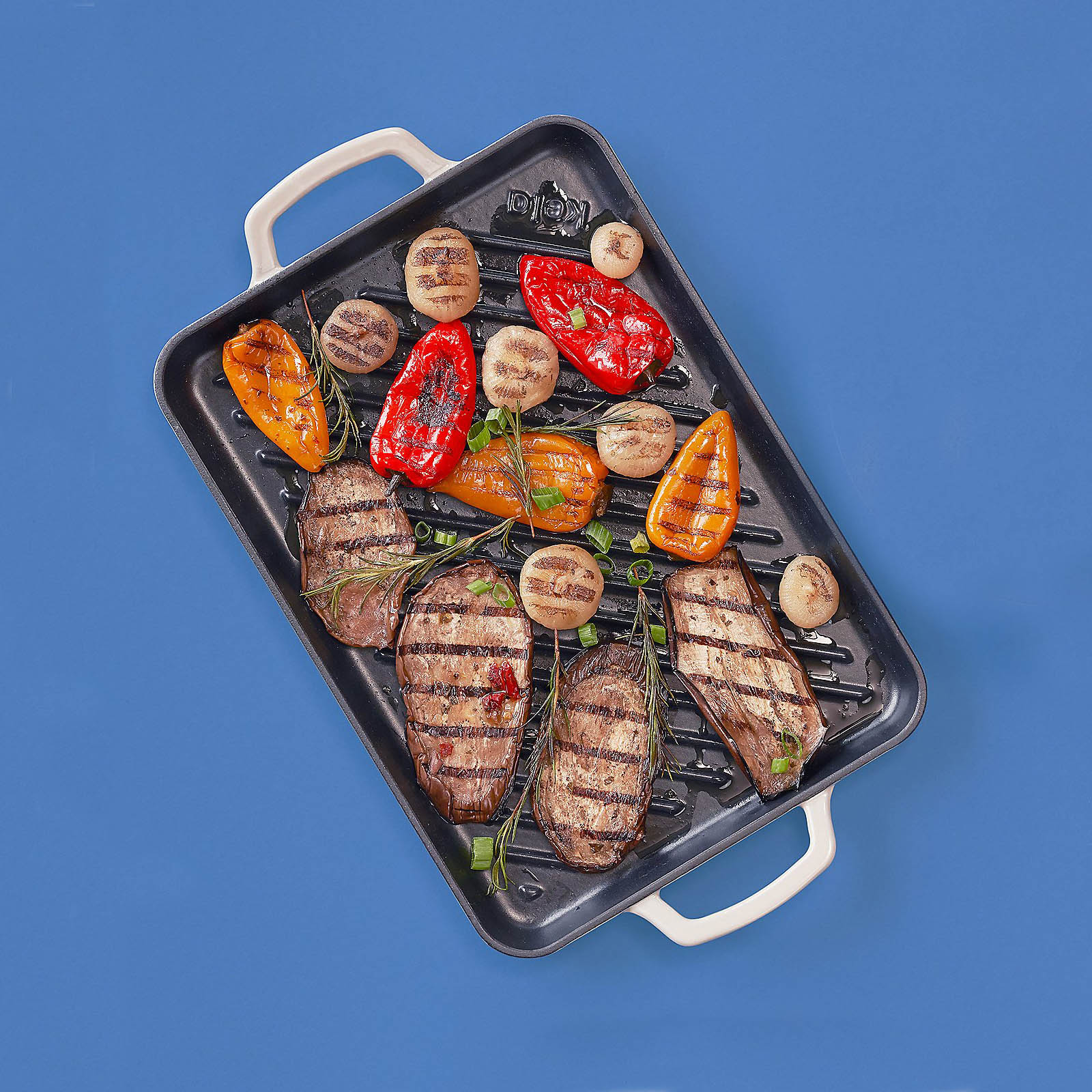 KELA Grillplatte CALIDO aus Gusseisen emailliert 35 x 25 cm hellgrau INDUKTION