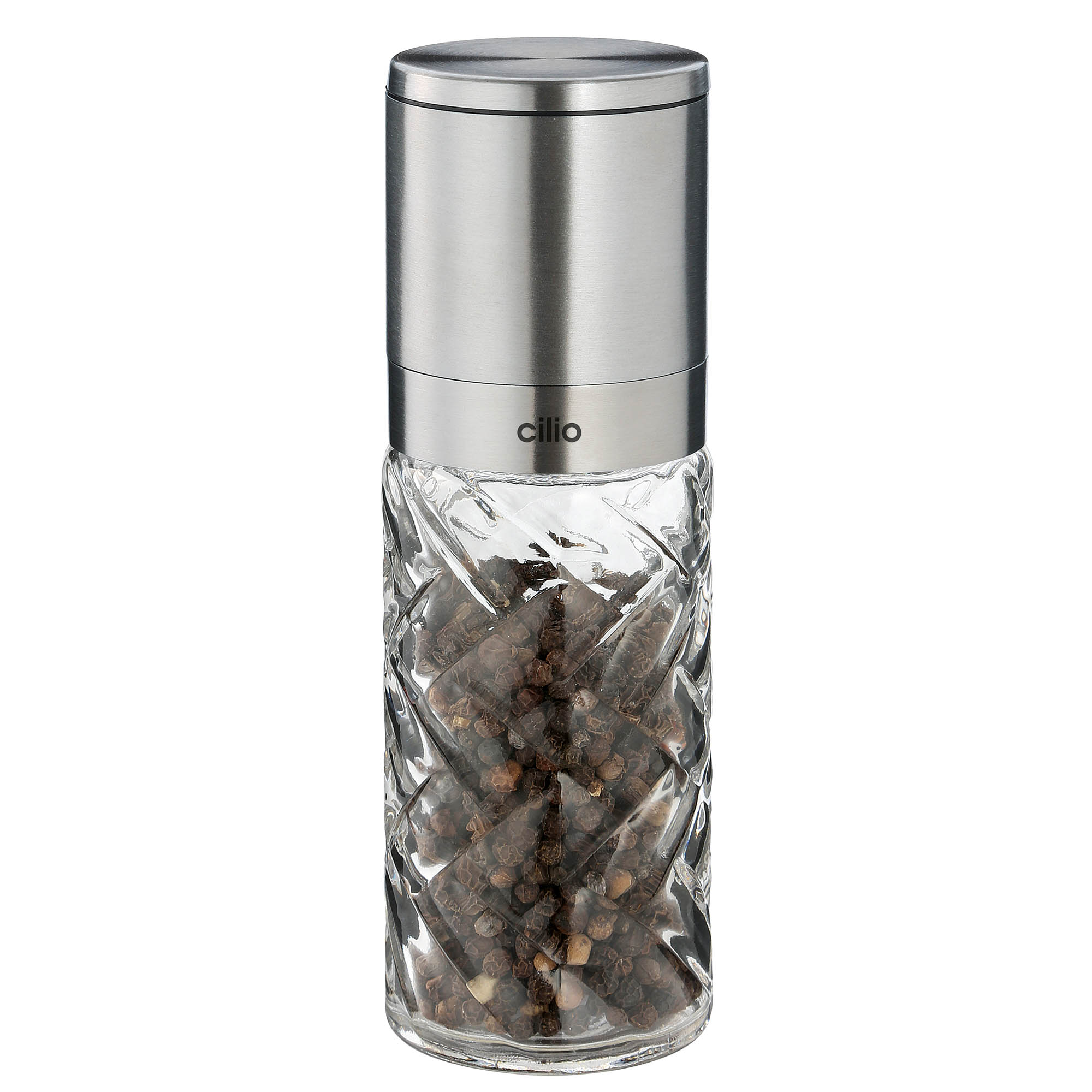 CILIO Salzmühle / Pfeffermühle CRISTALLO 16 cm Glas / Edelstahl