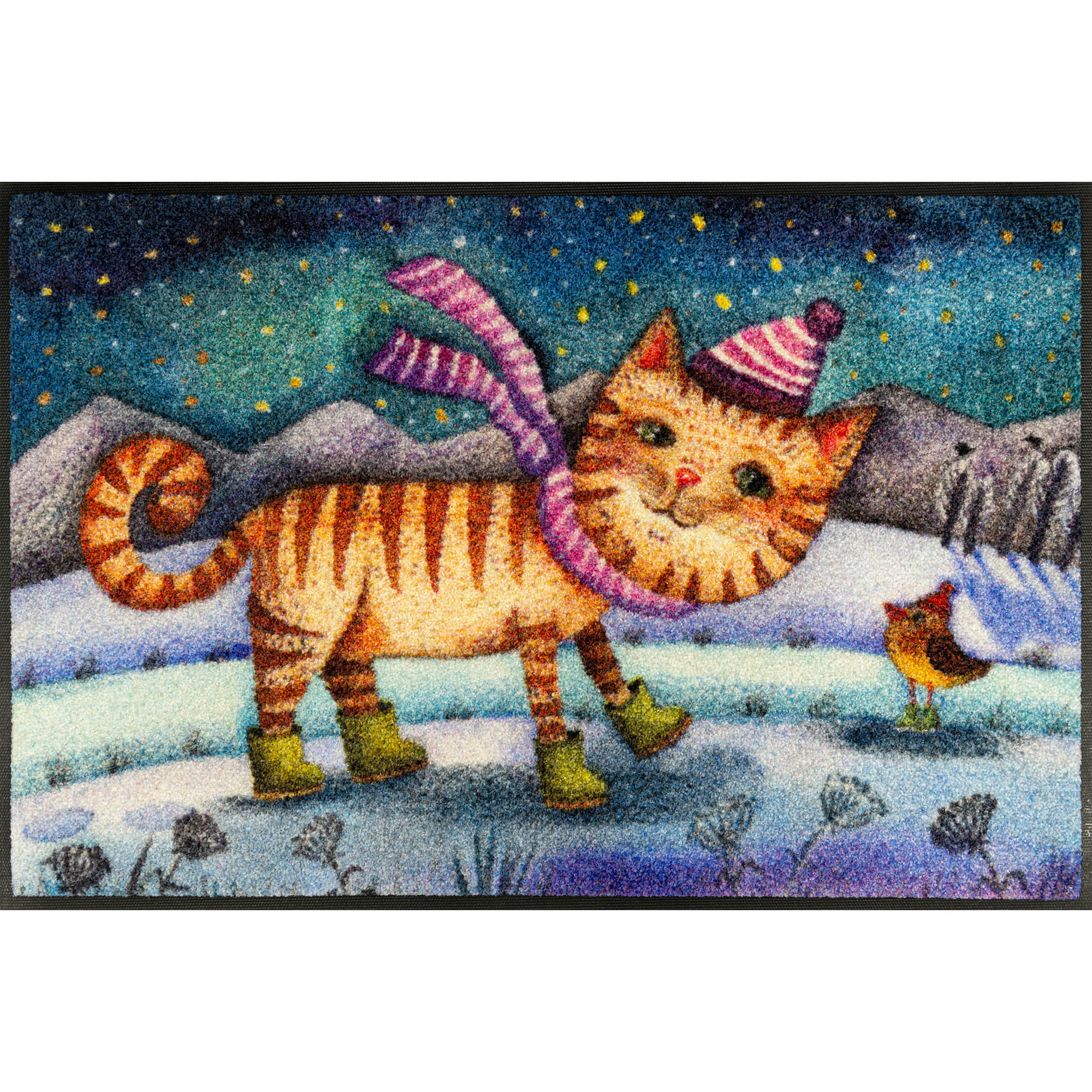 WASH + DRY Fußmatte 50 x 75 cm Motiv LITTLE BOOTS Winterliche Katze