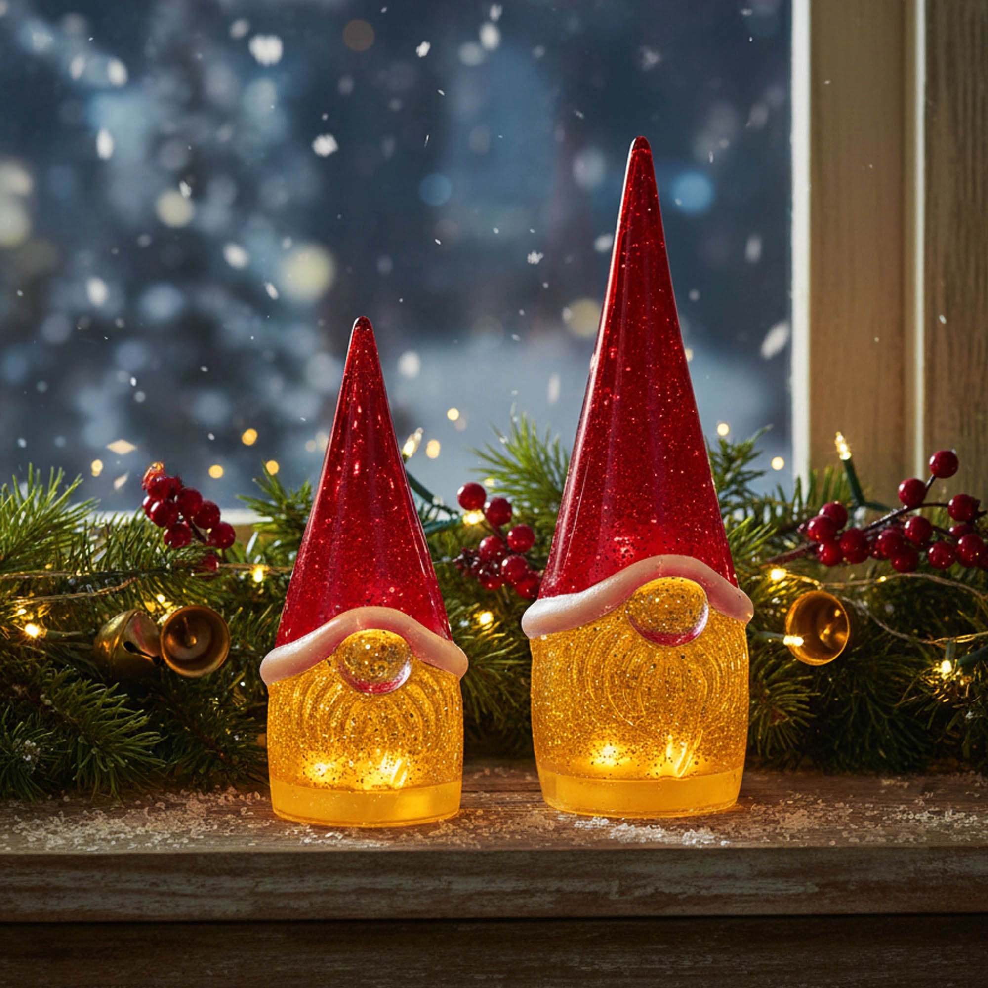 SOMPEX LED-Tischleuchte GLAMOR GNOME 28 cm Dekoleuchte mit beweglichem Glitter