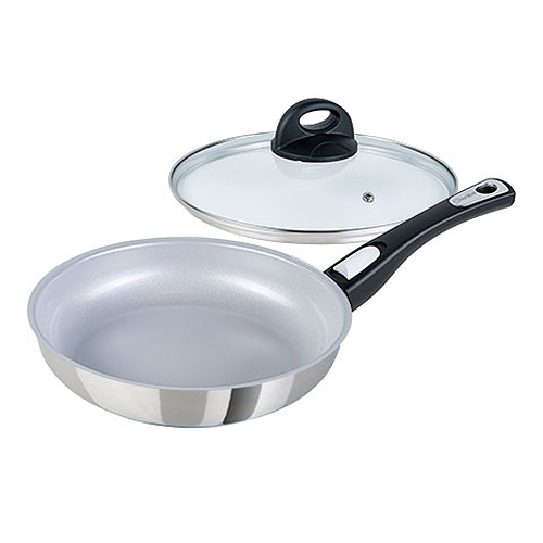 GENIUS Bratpfanne CERAFIT STEEL Keramik-Beschichtung 24 cm mit Glasdeckel