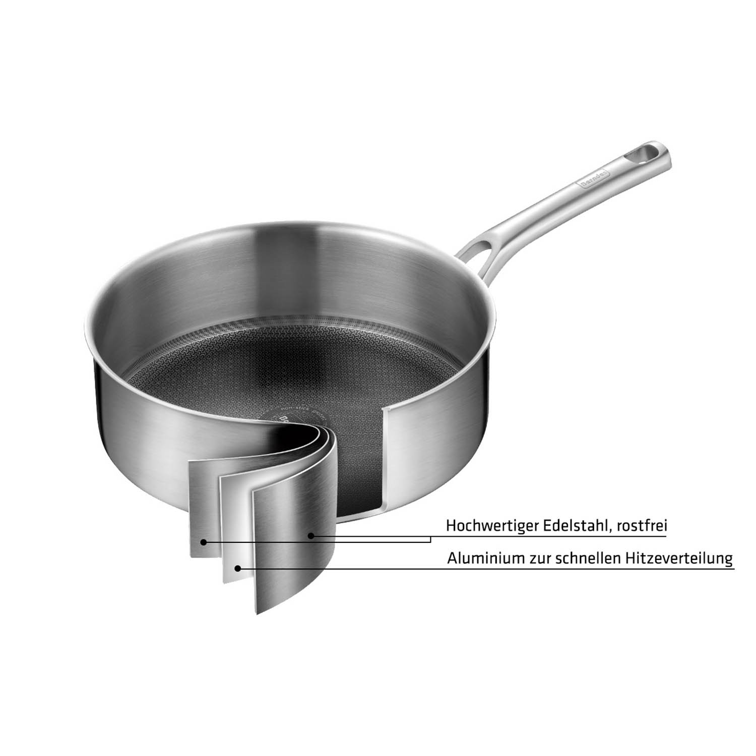 BERNDES Bratpfanne hoch TRICION RESIST 28 cm Edelstahl mit Glasdeckel