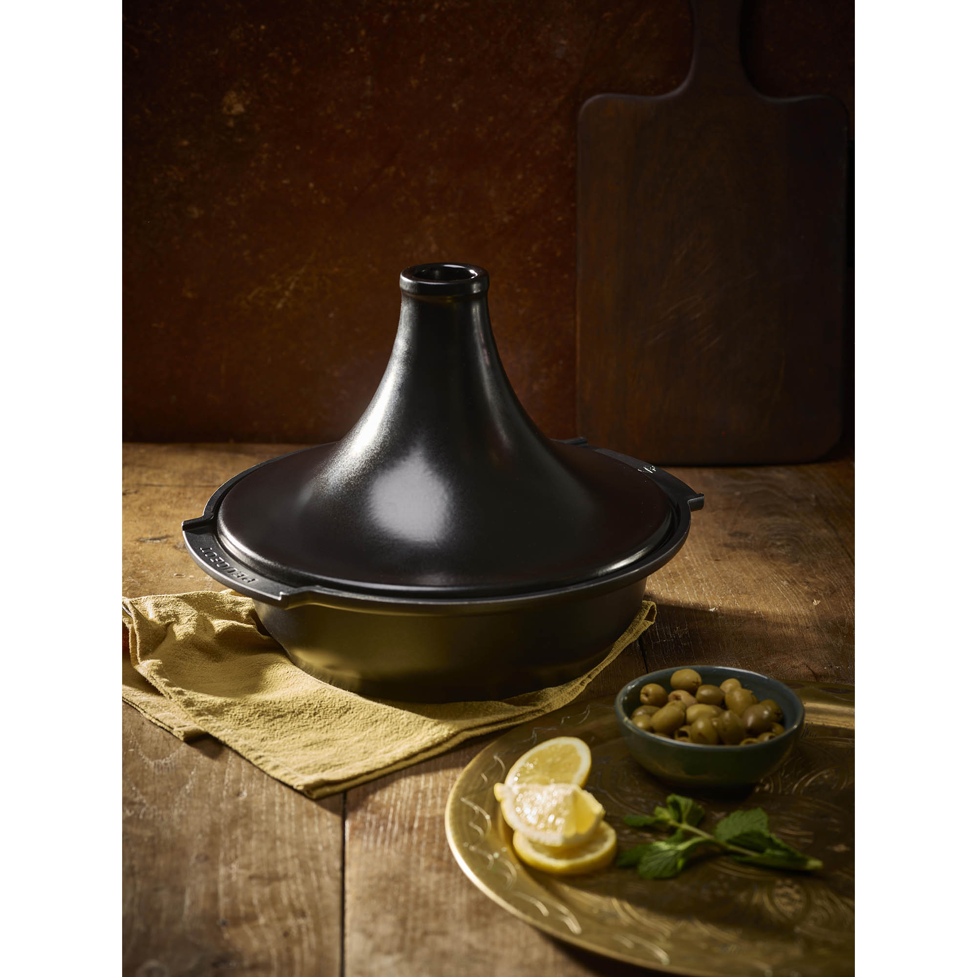 PEUGEOT Tagine ATLAS 30 cm Aluminium with Ceramic Lid, Satin Black