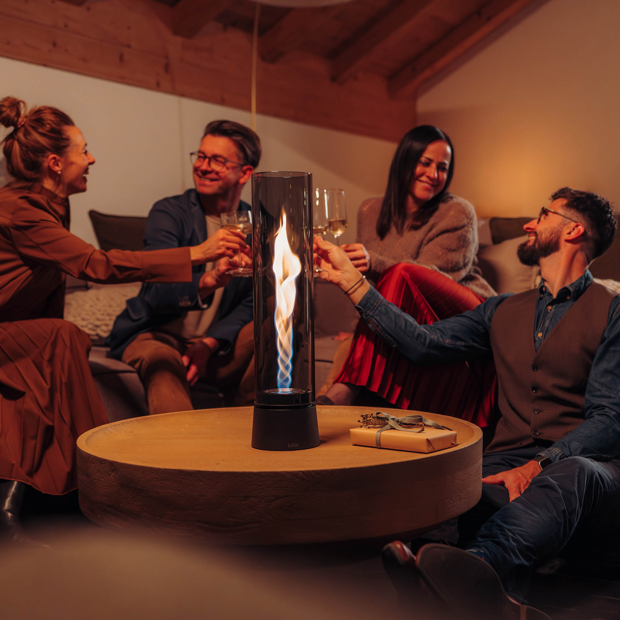 HÖFATS Tischfeuer SPIN air 1200 all black mit Bio-Burner Windlicht Tischkamin