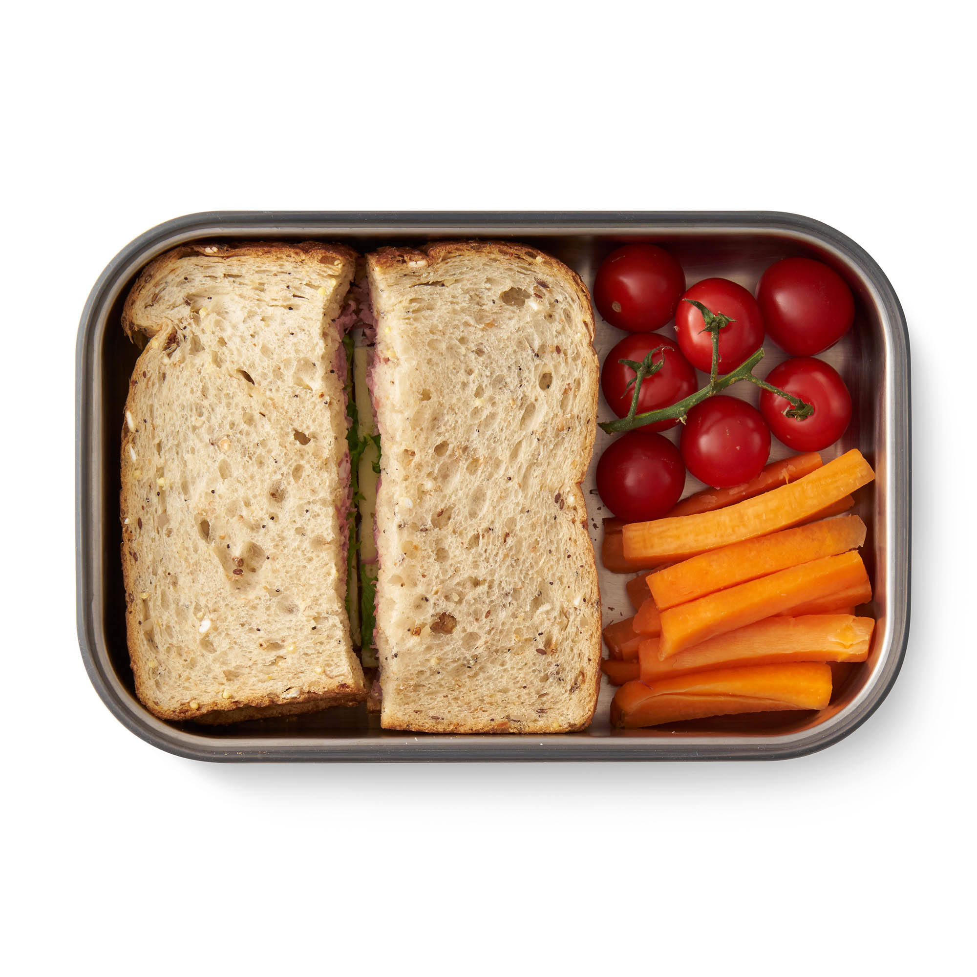 BLACK+BLUM Stainless Steel and Bamboo Lunch Box, 22 x 15 x 5 cm, orange