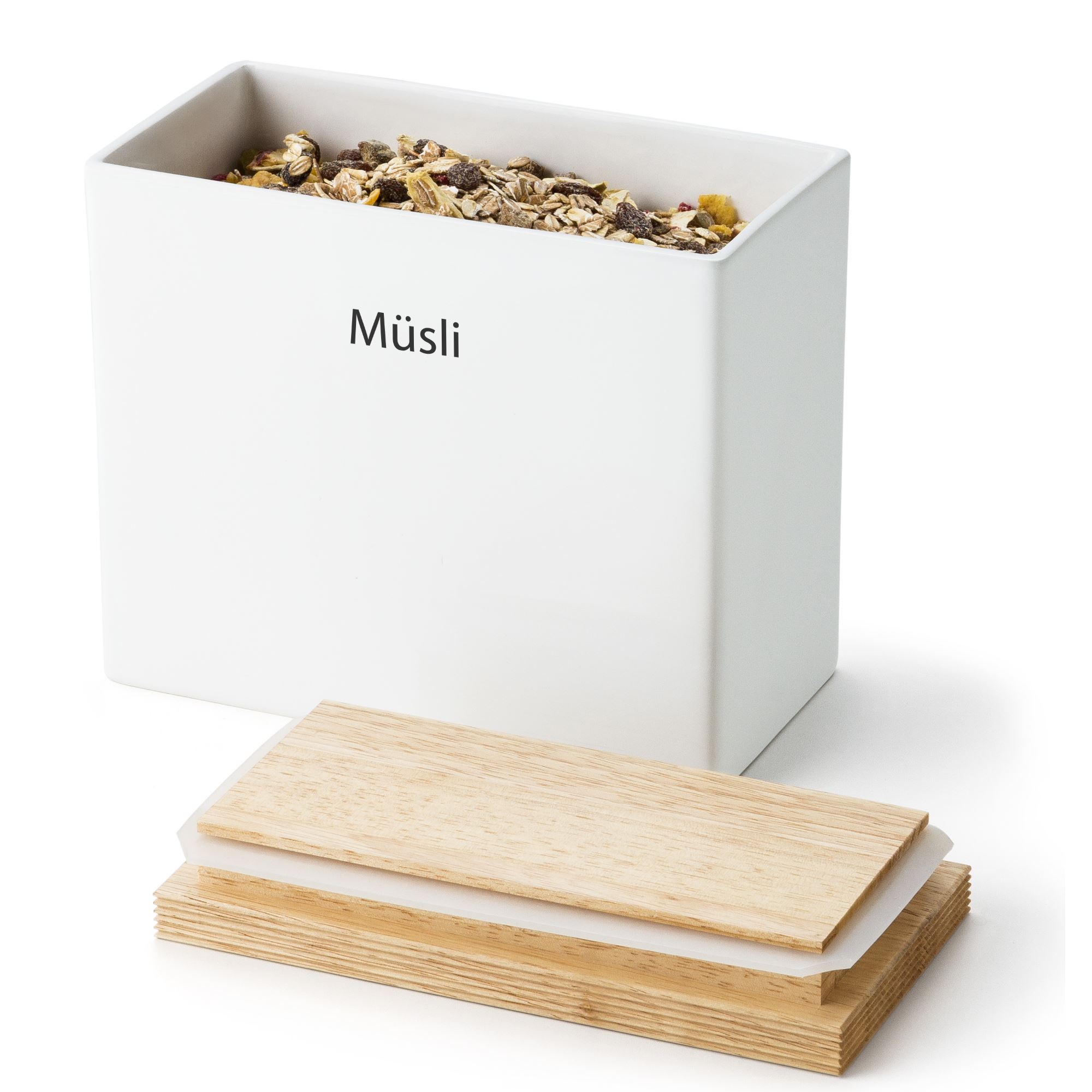 CONTINENTA Vorratsdose mit Holzdeckel 20 x 10 x 18,5 cm Müslidose